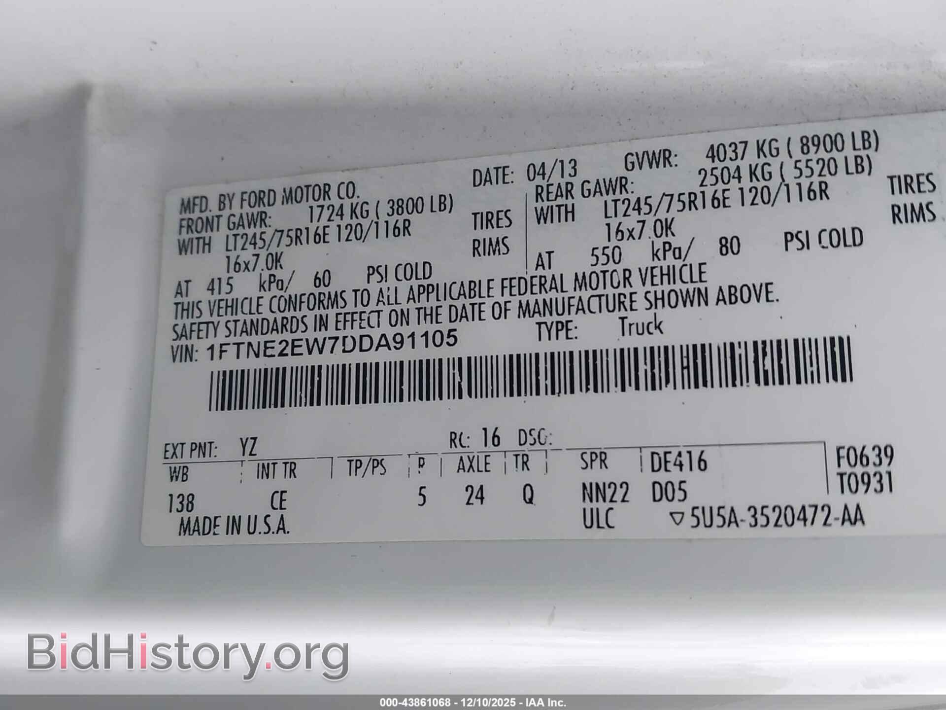 2013 FORD E-250 - VIN: 1FTNE2EW7DDA91105 - Фото 9