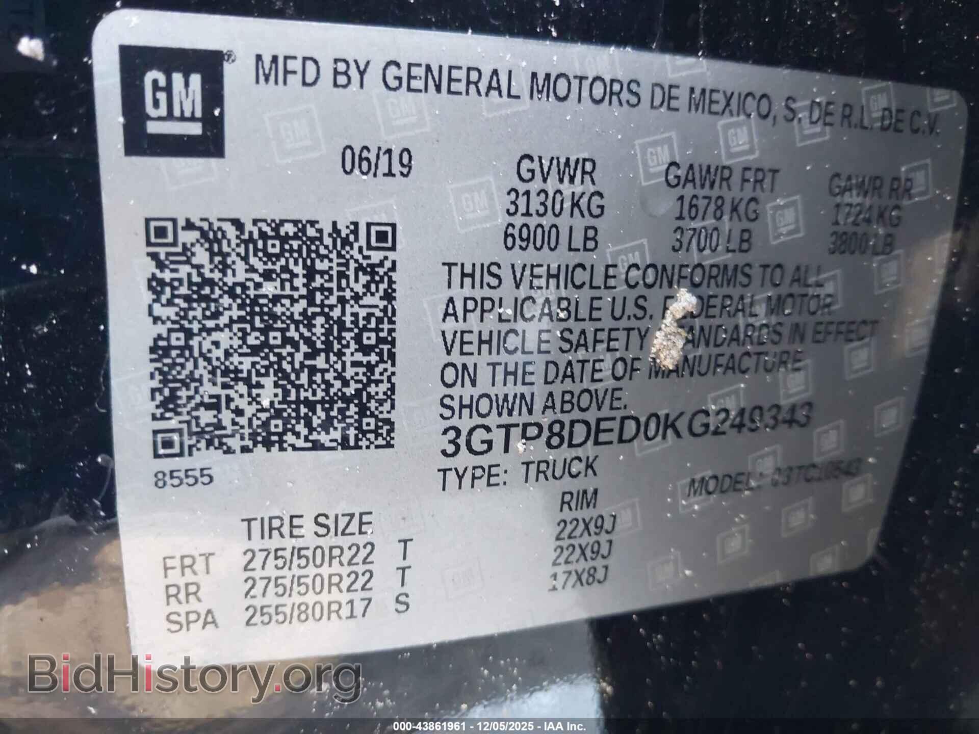 2019 GMC SIERRA 1500 - VIN: 3GTP8DED0KG249343 - Фото 9