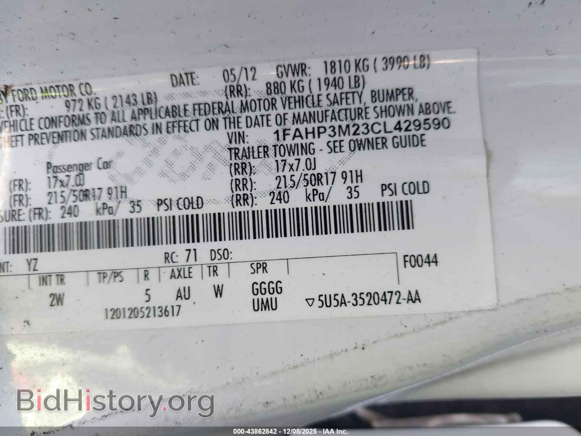 2012 FORD FOCUS - VIN: 1FAHP3M23CL429590 - Фото 9
