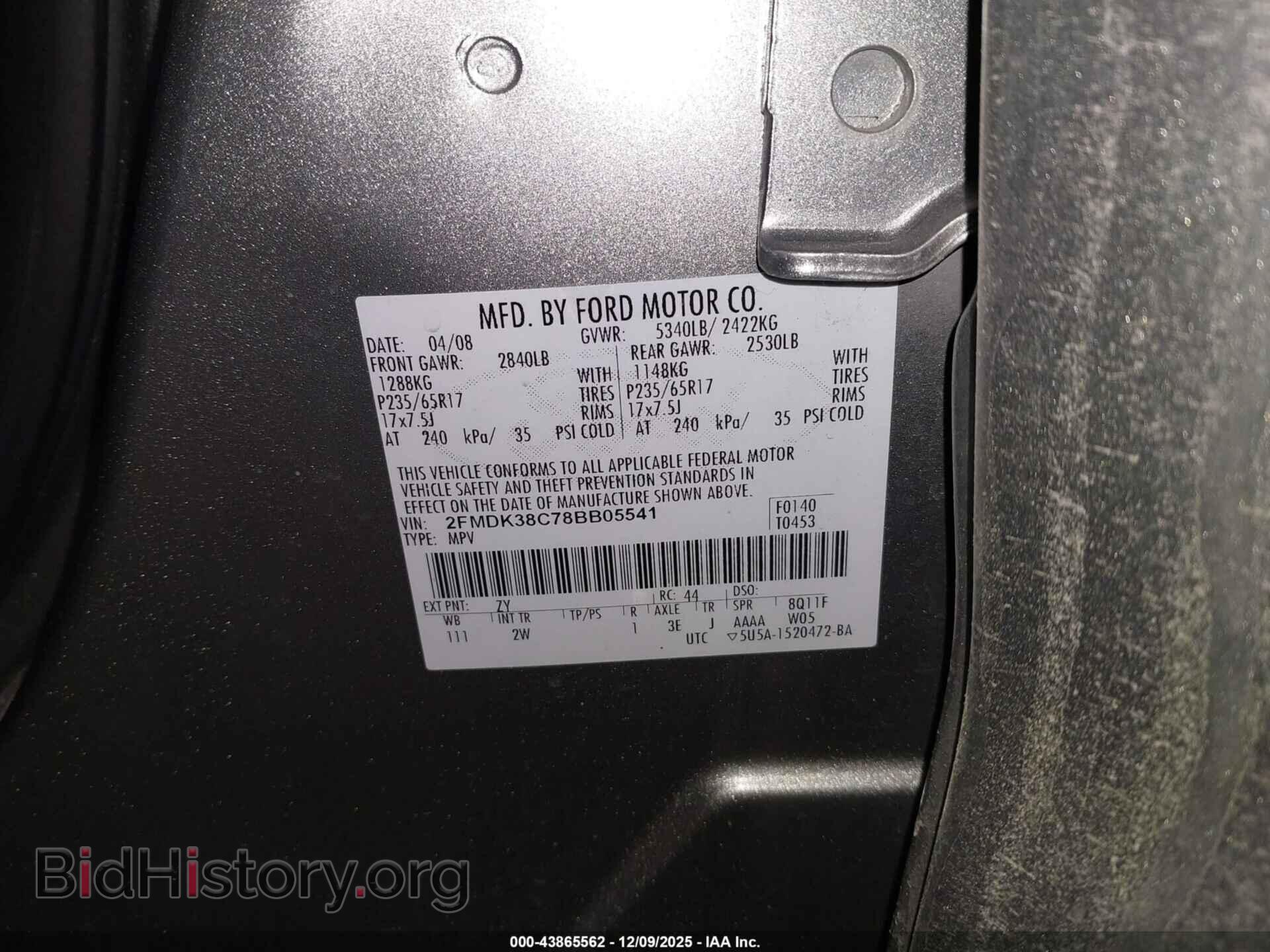 2008 FORD EDGE - VIN: 2FMDK38C78BB05541 - Photo 9