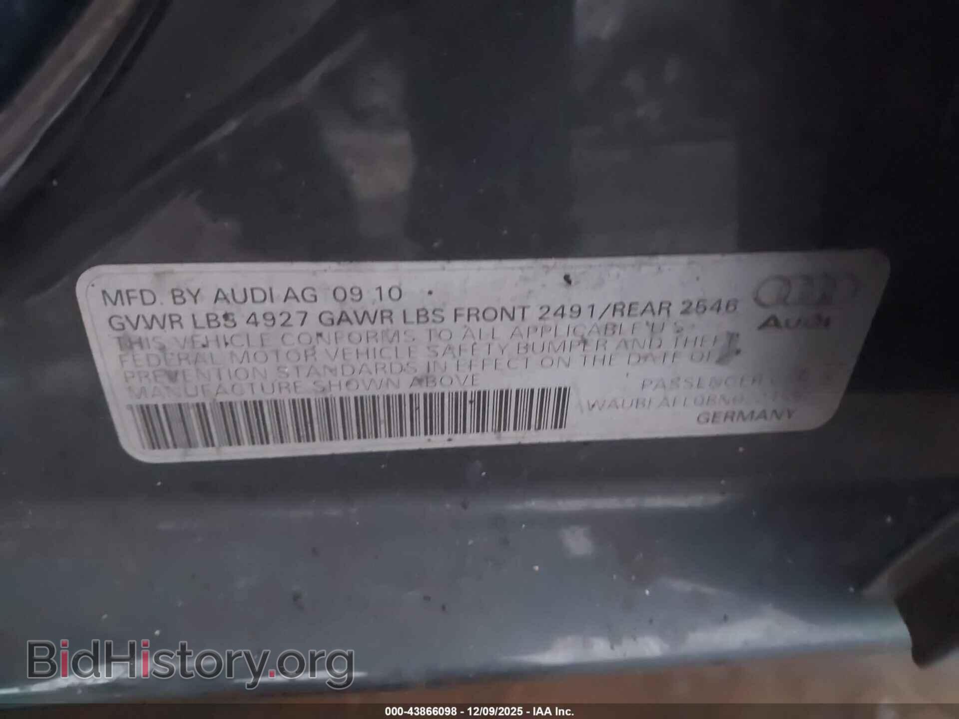 2011 AUDI A4 - VIN: WAUBFAFL0BN022159 - Фото 9