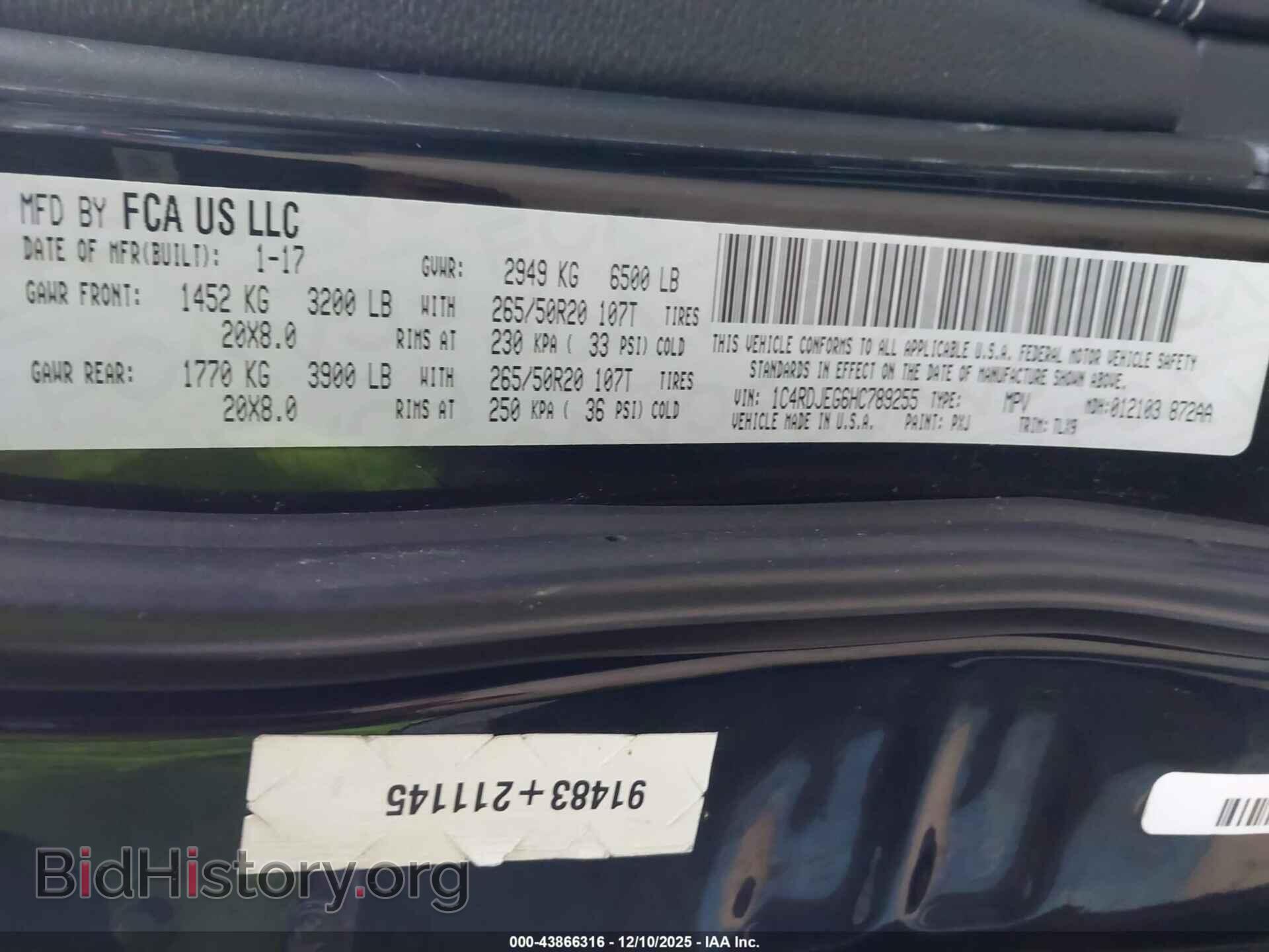 2017 DODGE DURANGO - VIN: 1C4RDJEG6HC789255 - Photo 9