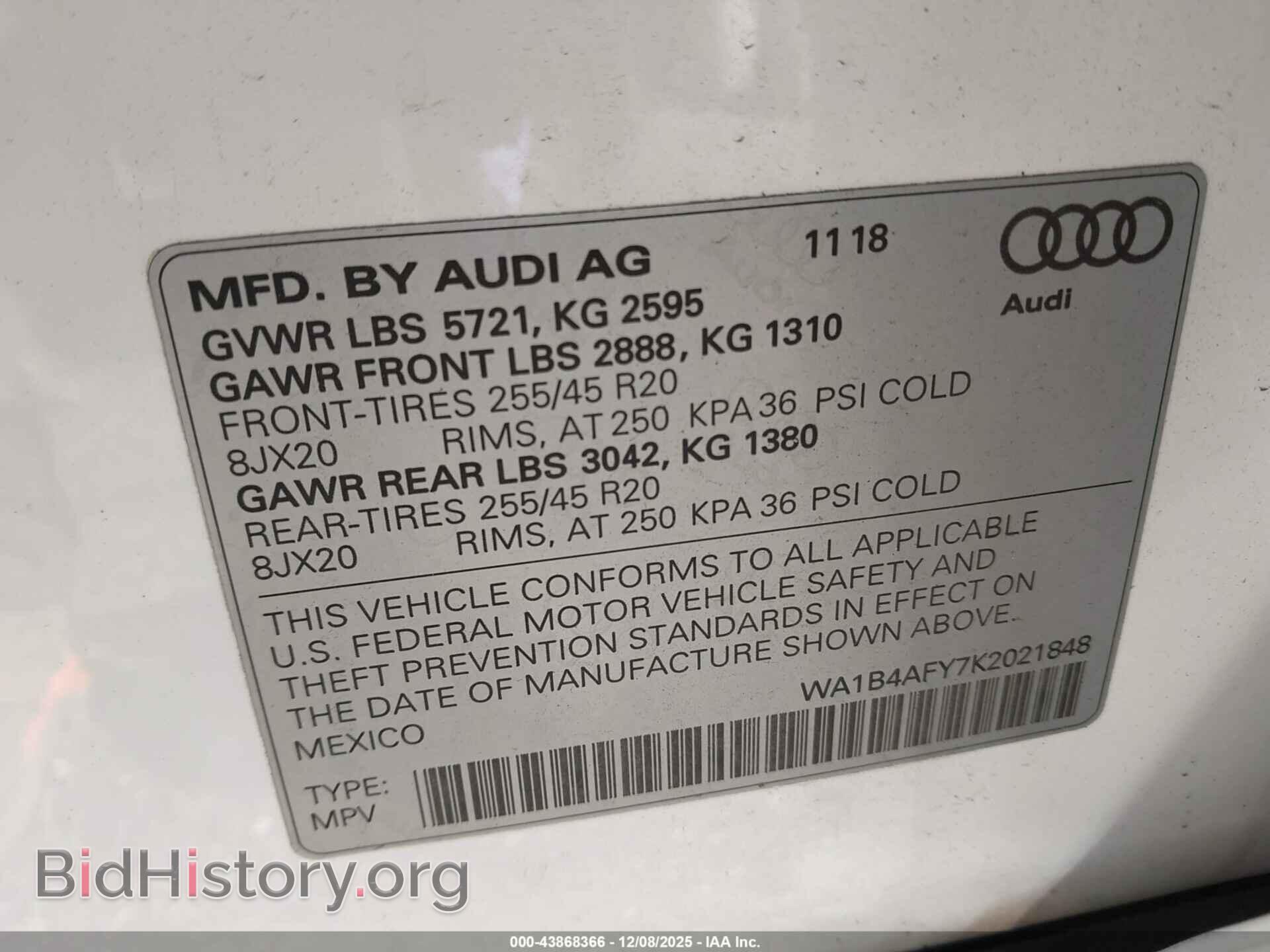 2019 AUDI SQ5 - VIN: WA1B4AFY7K2021848 - Фото 9