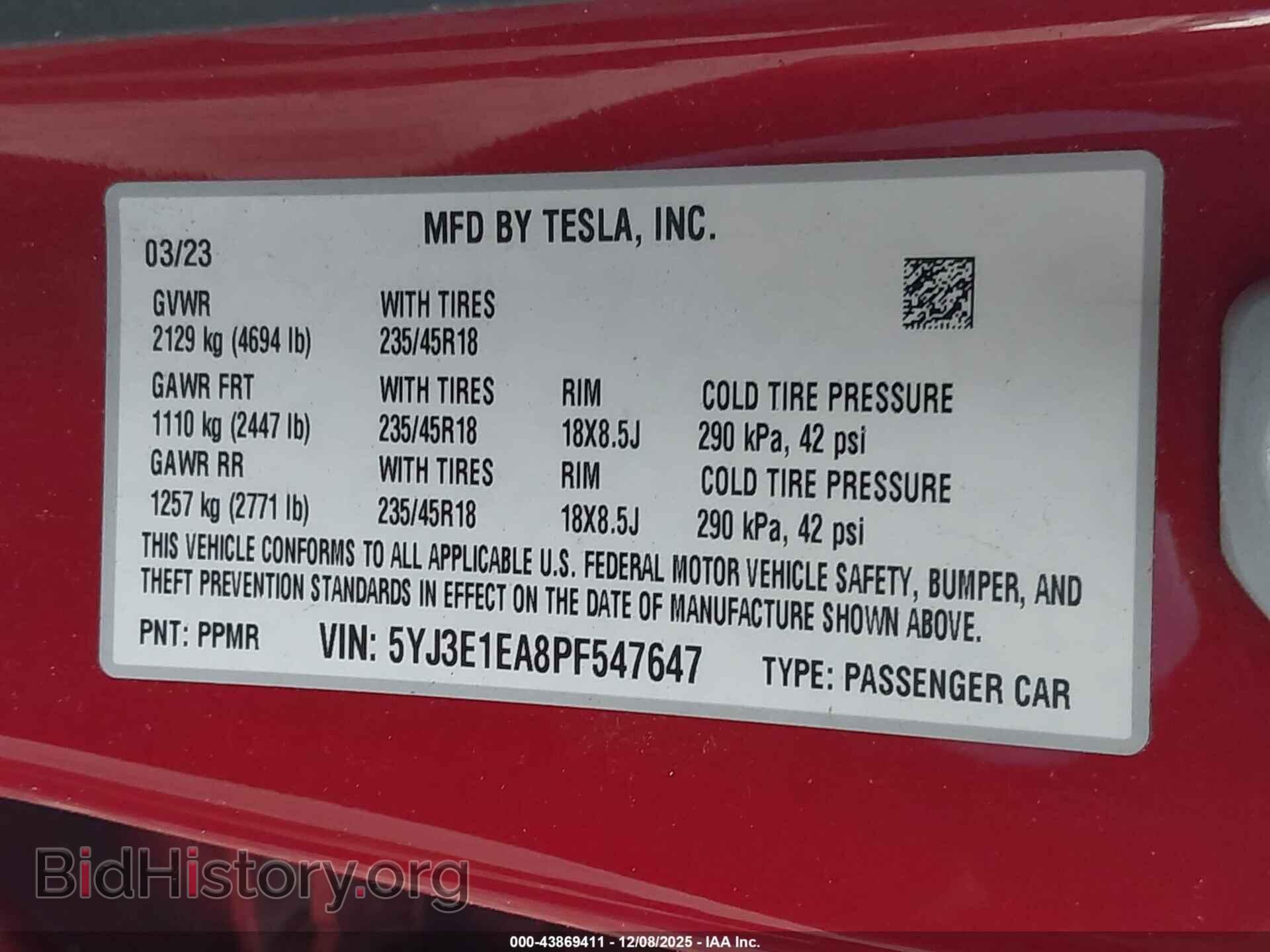 2023 TESLA MODEL 3 - VIN: 5YJ3E1EA8PF547647 - Фото 9