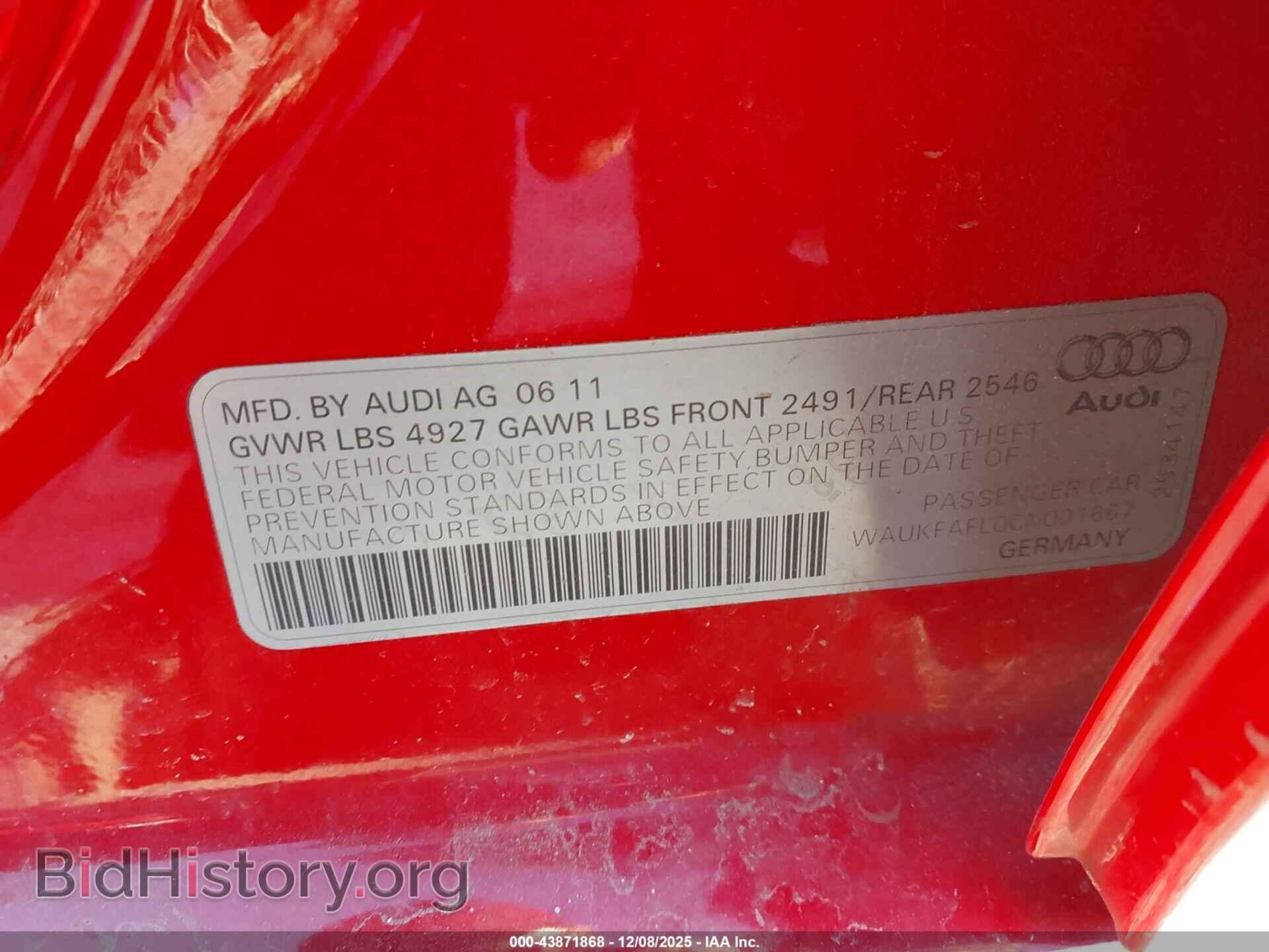 2012 AUDI A4 - VIN: WAUKFAFL0CN001667 - Фото 9