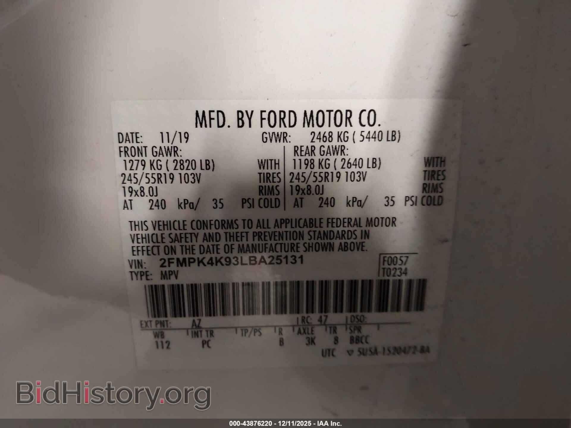2020 FORD EDGE - VIN: 2FMPK4K93LBA25131 - Фото 9