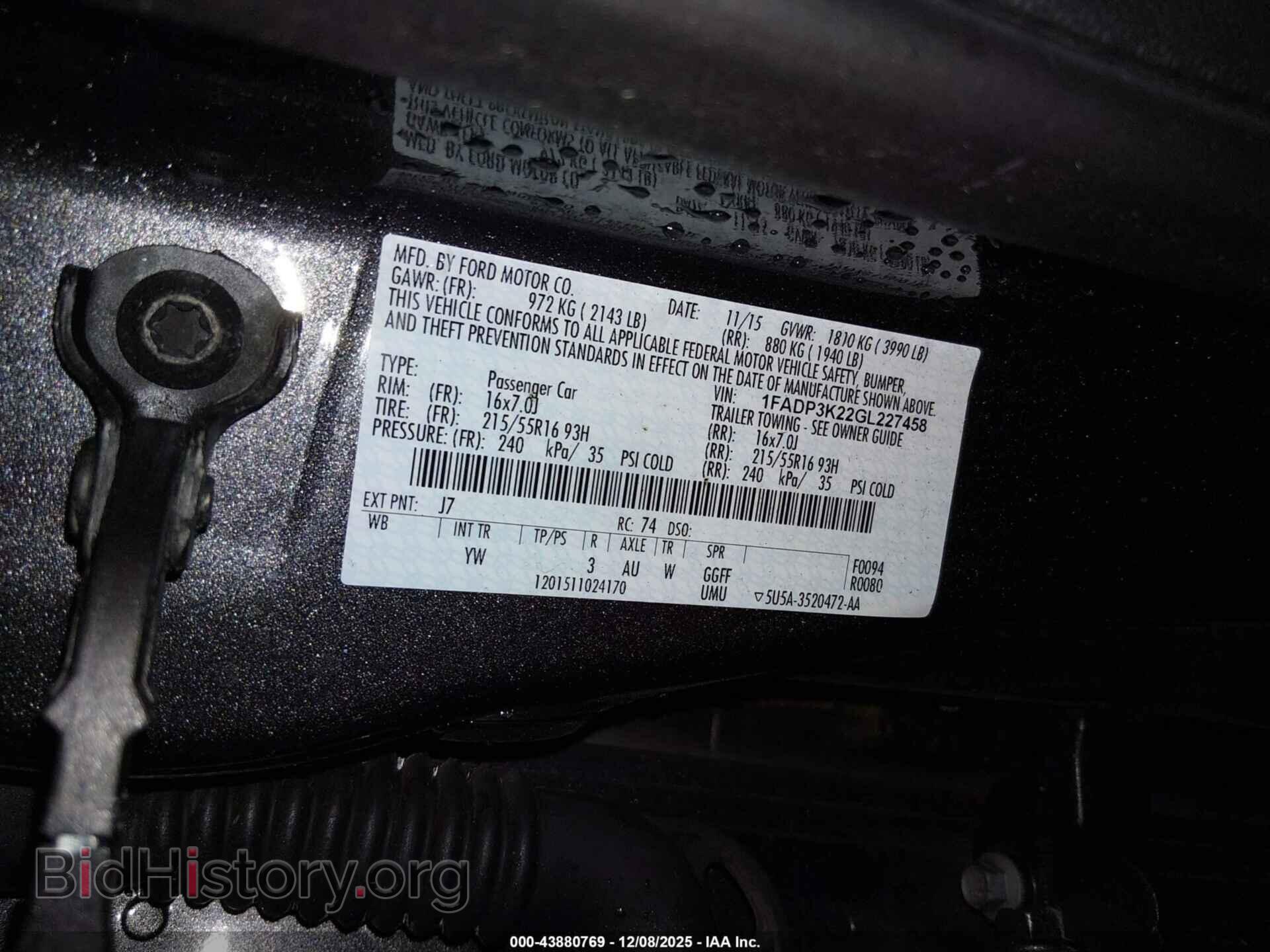 2016 FORD FOCUS - VIN: 1FADP3K22GL227458 - Фото 9