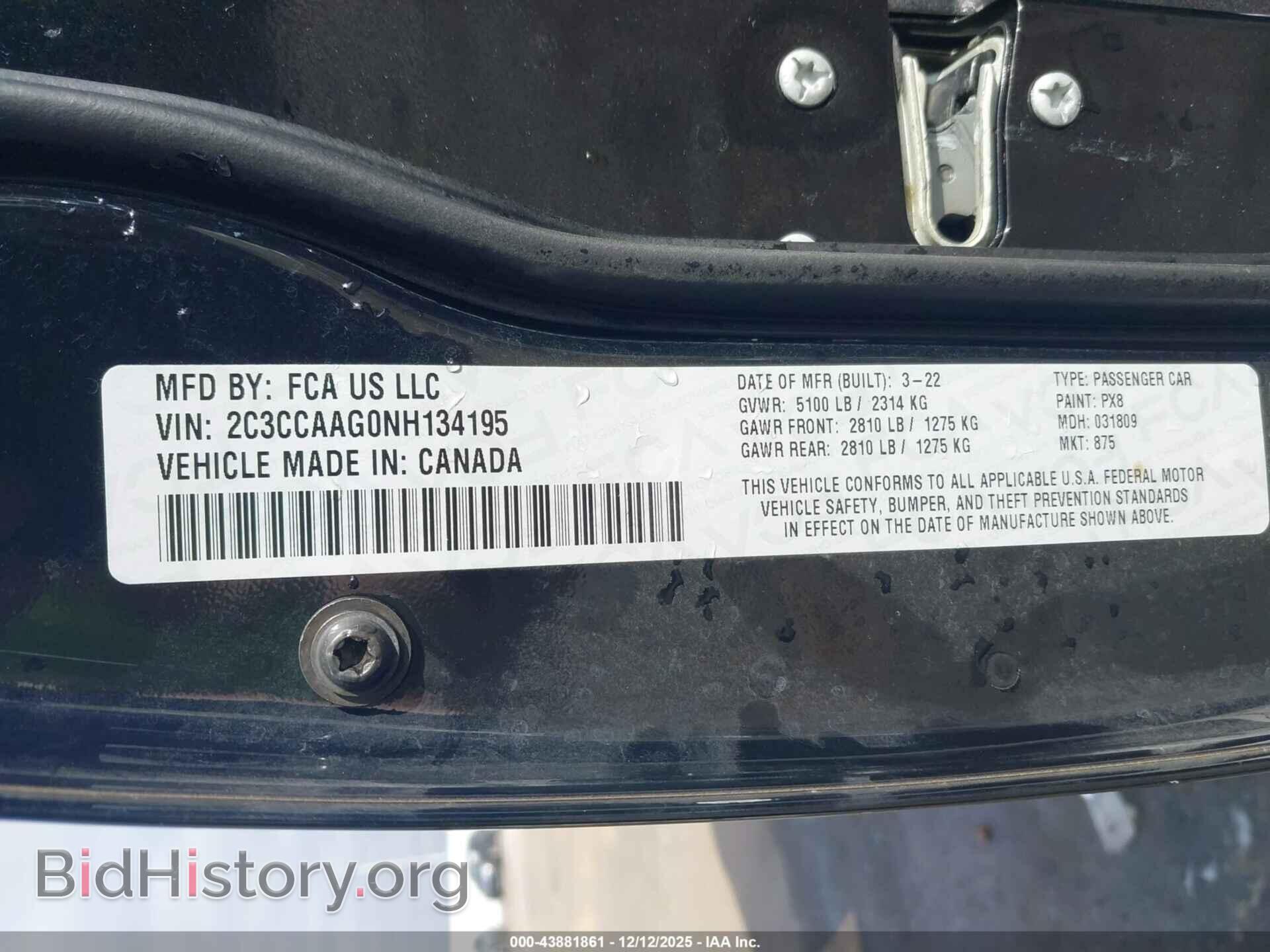 2022 CHRYSLER 300 - VIN: 2C3CCAAG0NH134195 - Фото 9