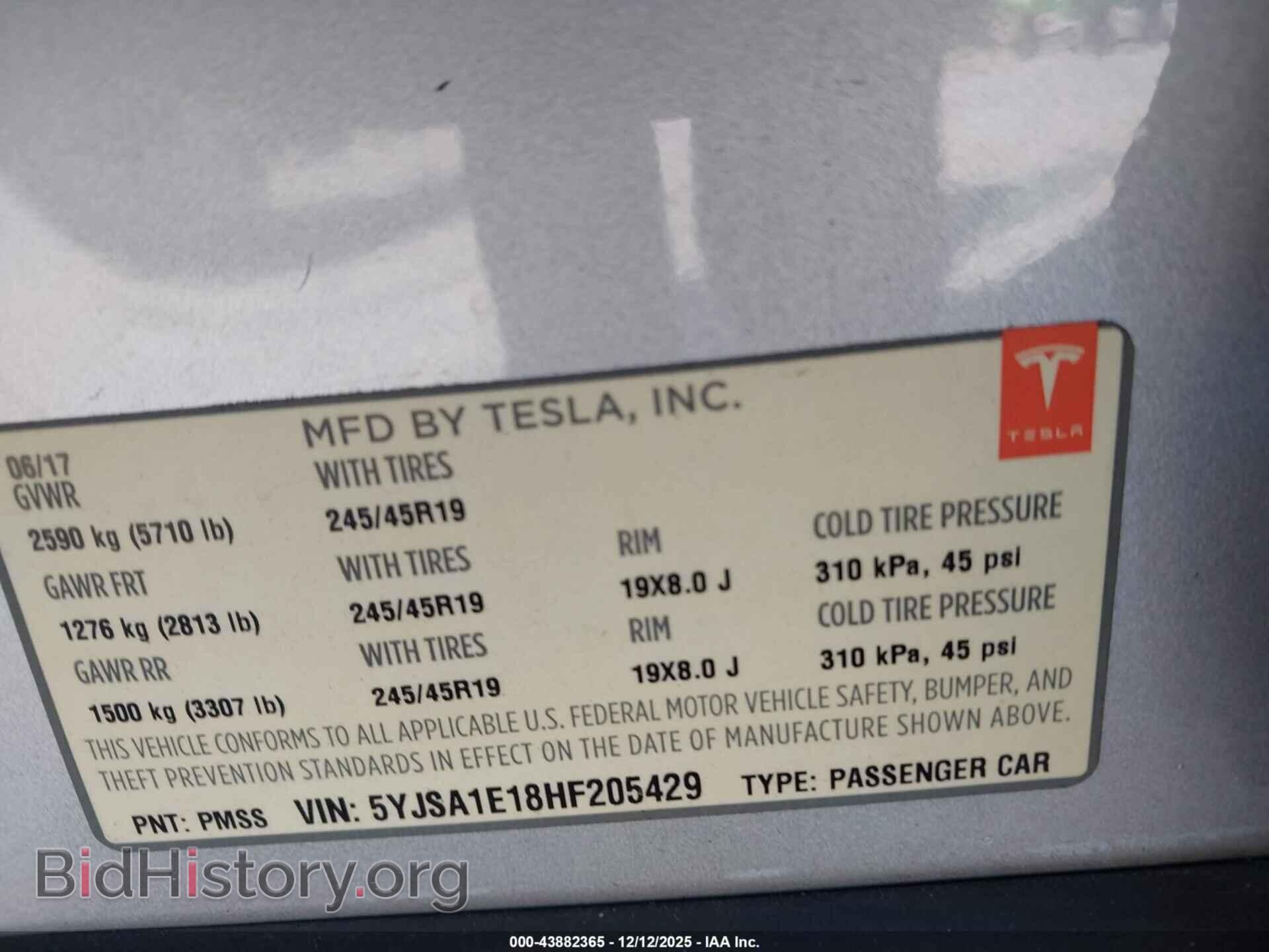 2017 TESLA MODEL S - VIN: 5YJSA1E18HF205429 - Фото 9