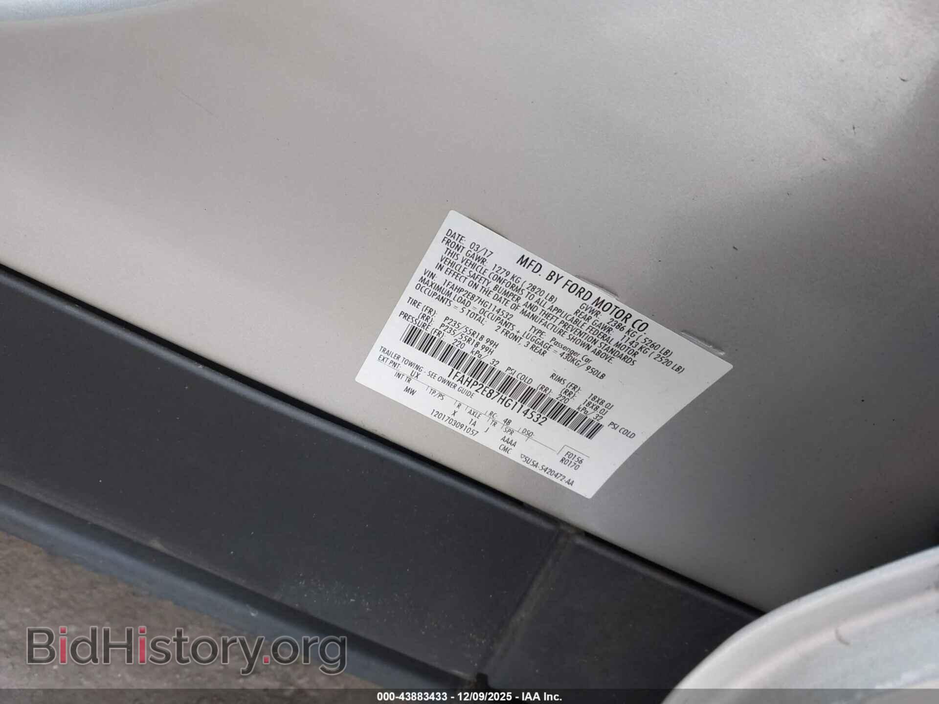 2017 FORD TAURUS - VIN: 1FAHP2E87HG114532 - Photo 9