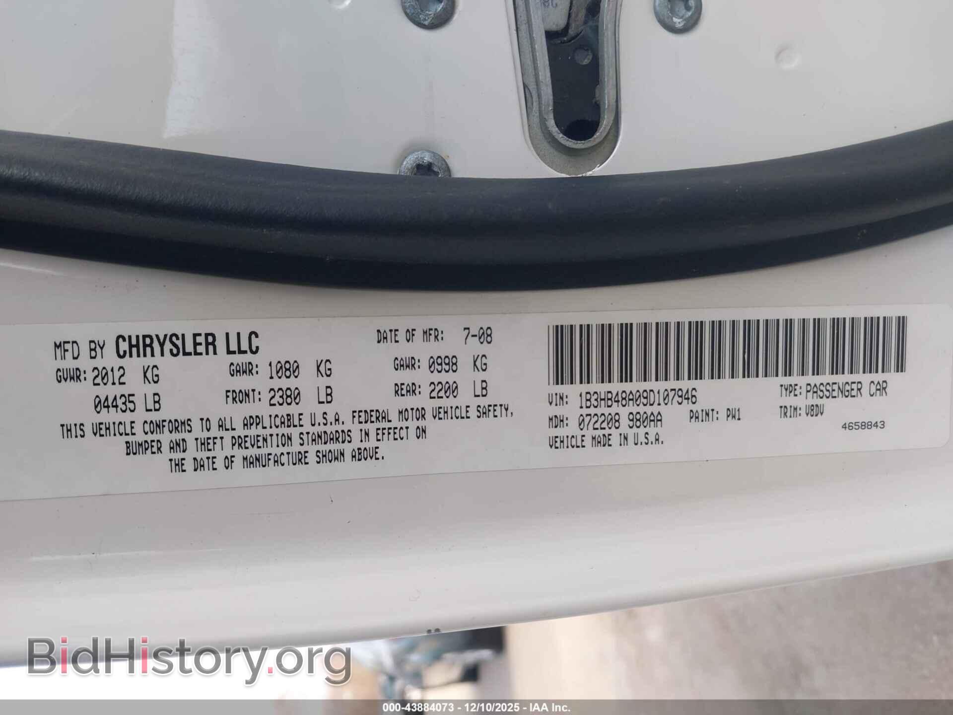 2009 DODGE CALIBER - VIN: 1B3HB48A09D107946 - Photo 9