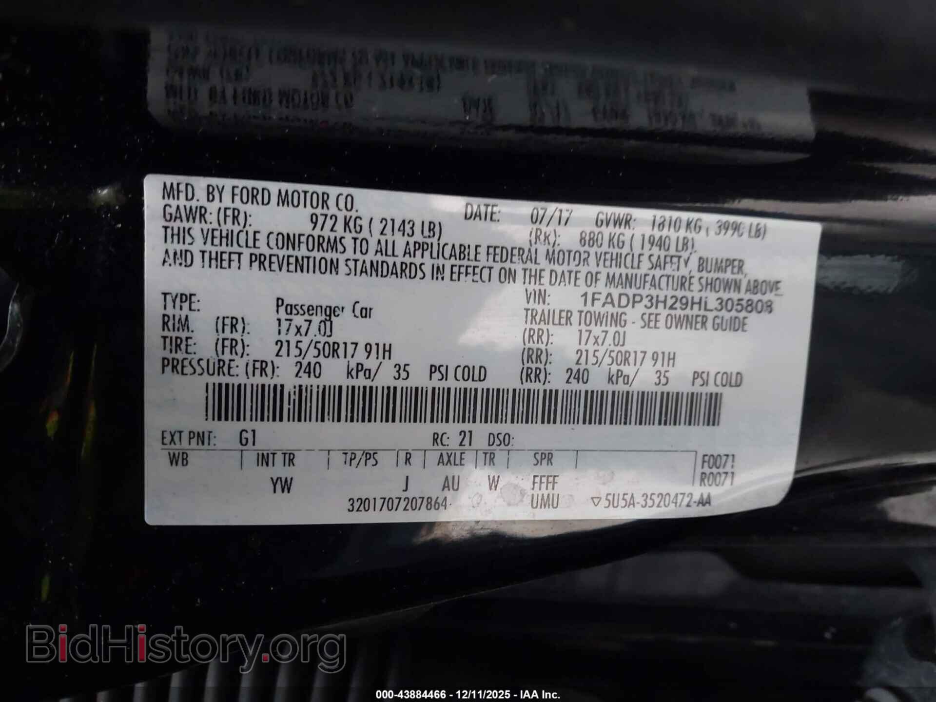 2017 FORD FOCUS - VIN: 1FADP3H29HL305808 - Фото 9