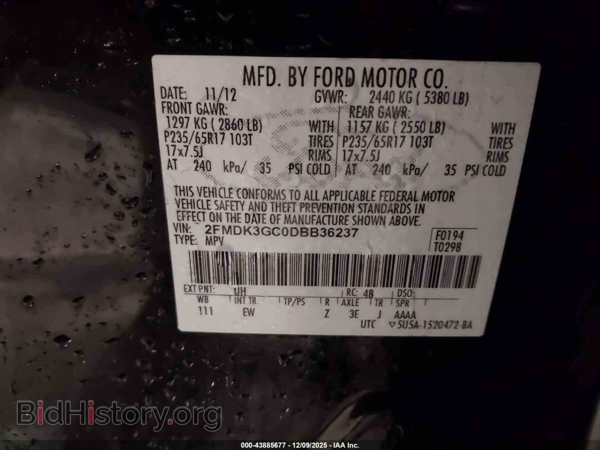 2013 FORD EDGE - VIN: 2FMDK3GC0DBB36237 - Фото 9