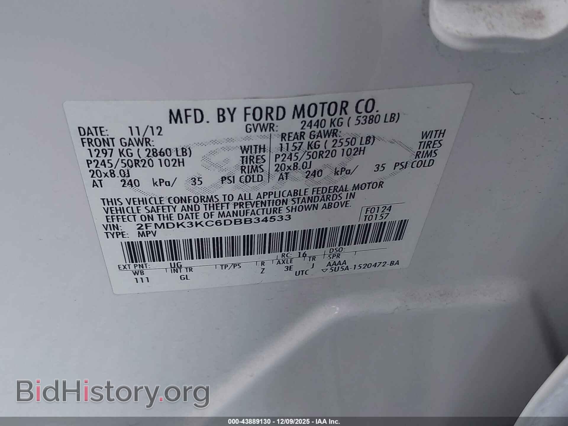 2013 FORD EDGE - VIN: 2FMDK3KC6DBB34533 - Photo 9