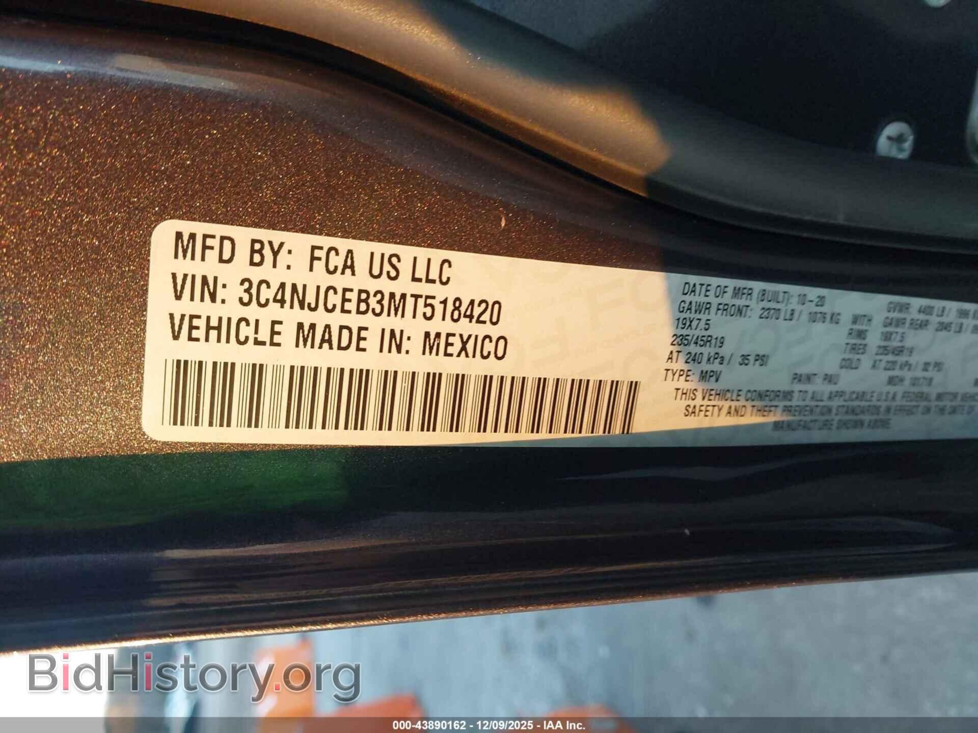 2021 JEEP COMPASS - VIN: 3C4NJCEB3MT518420 - Фото 9
