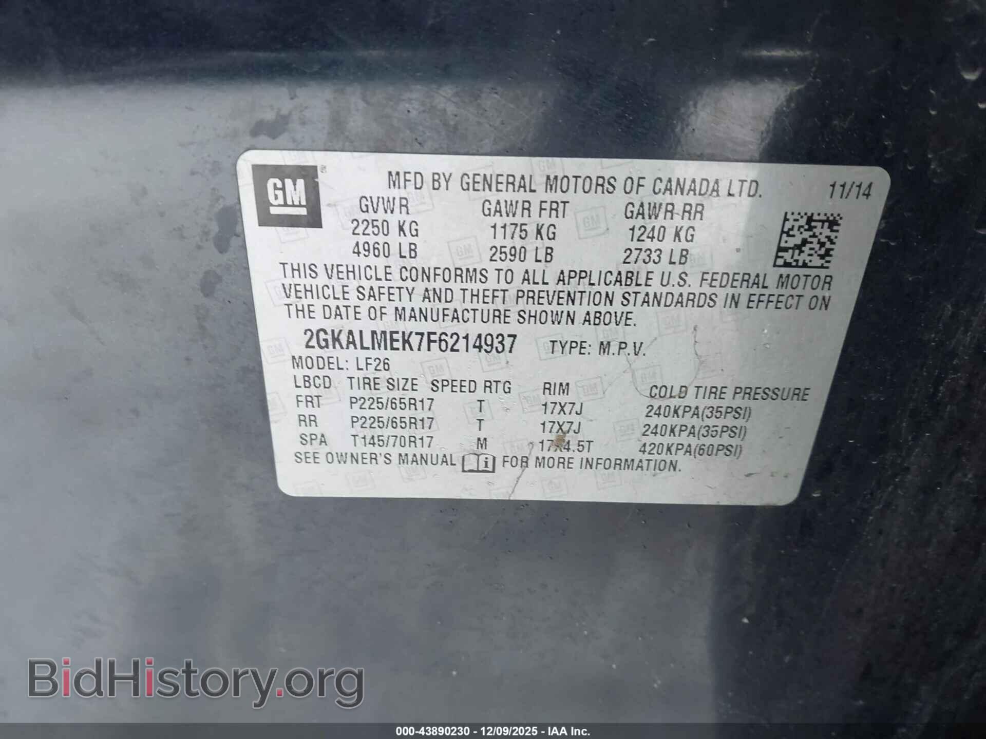 2015 GMC TERRAIN - VIN: 2GKALMEK7F6214937 - Фото 9