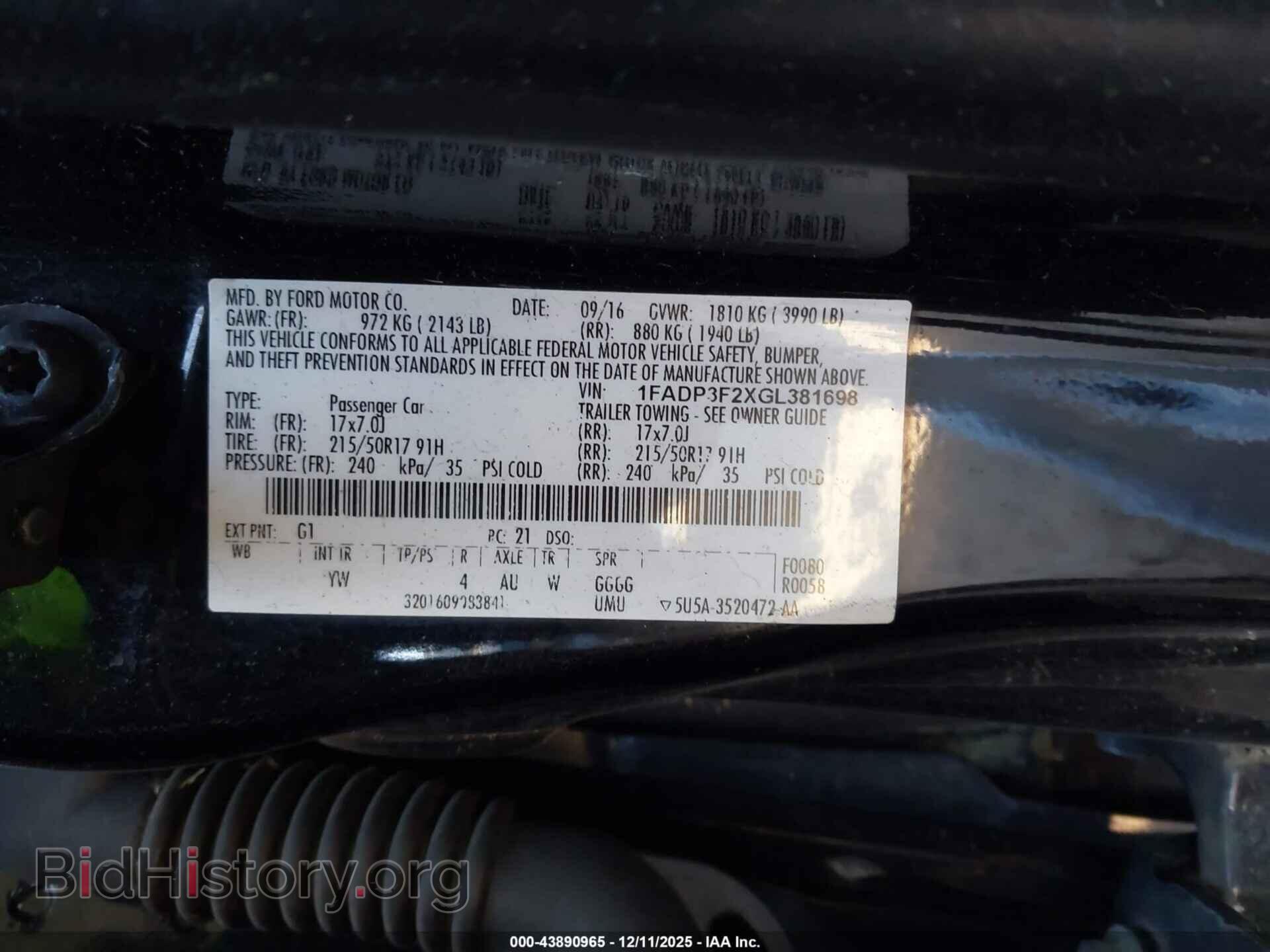 2016 FORD FOCUS - VIN: 1FADP3F2XGL381698 - Фото 9