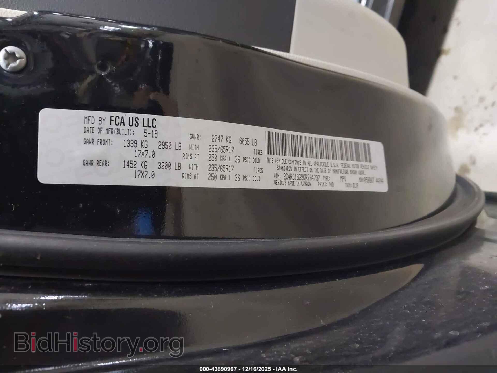 2019 CHRYSLER PACIFICA - VIN: 2C4RC1BG9KR704737 - Photo 9