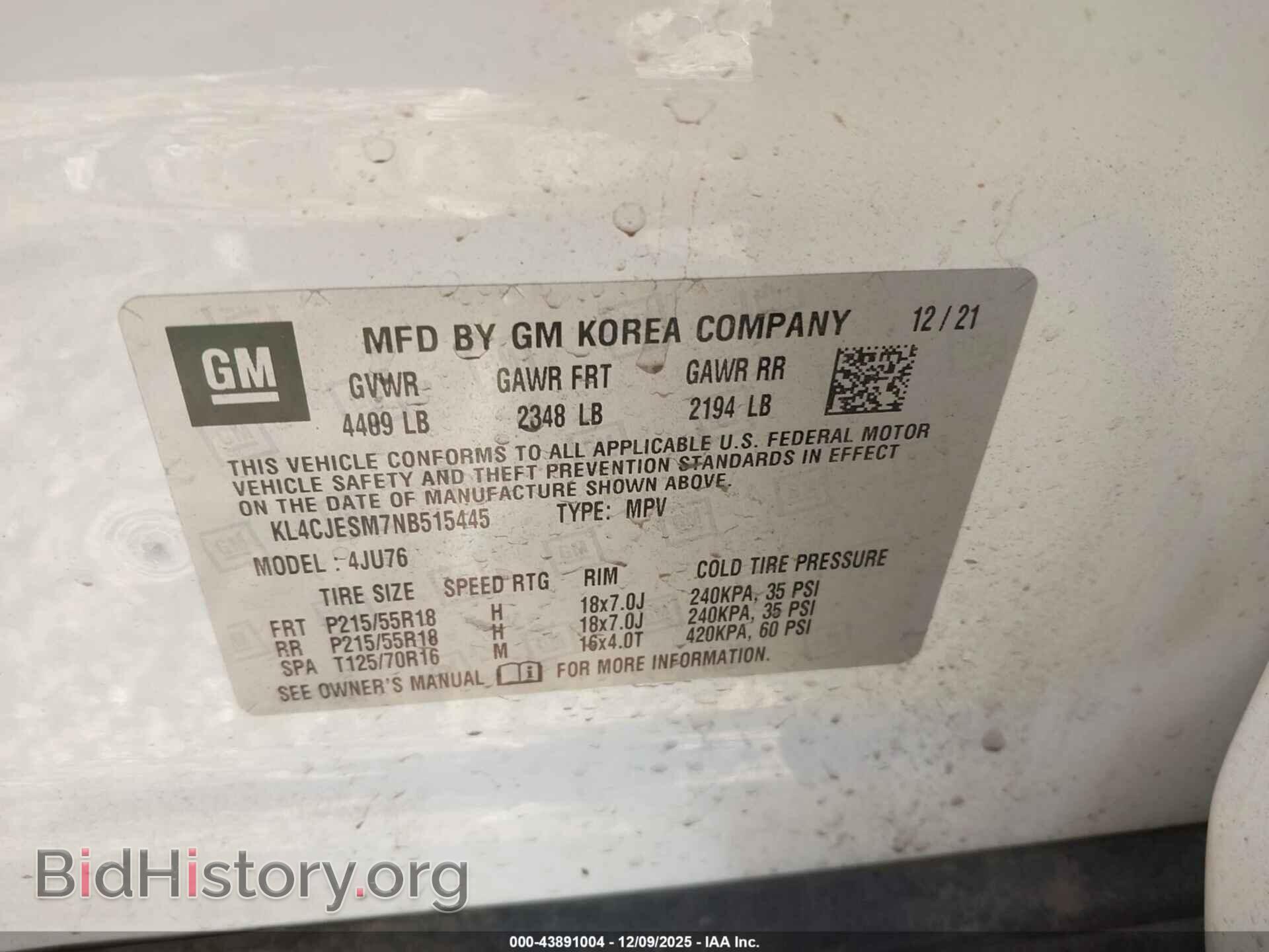 2022 BUICK ENCORE - VIN: KL4CJESM7NB515445 - Фото 9