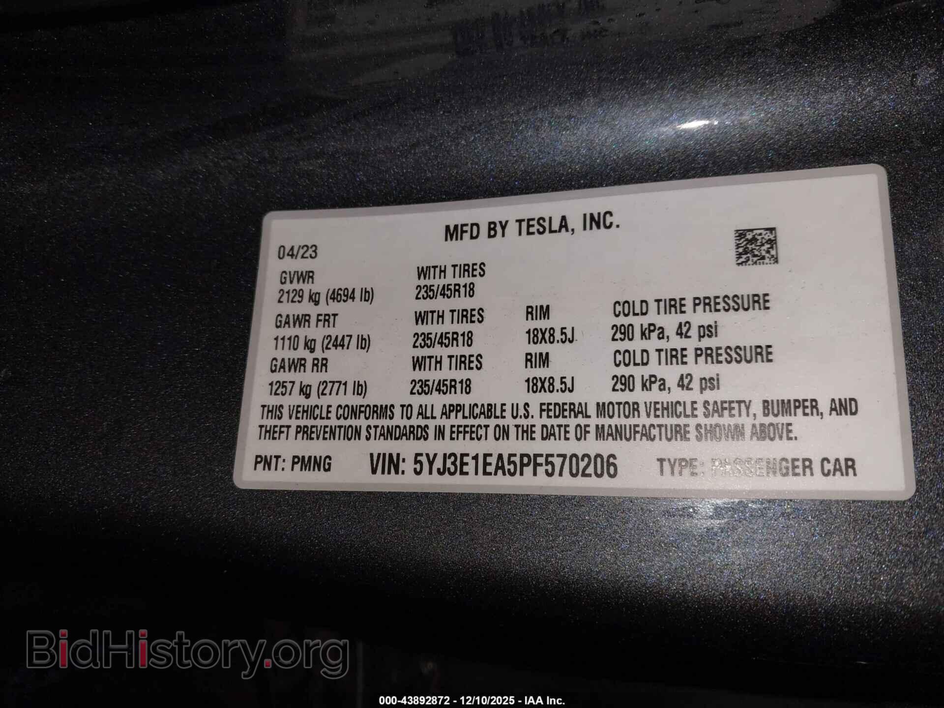 2023 TESLA MODEL 3 - VIN: 5YJ3E1EA5PF570206 - Фото 9
