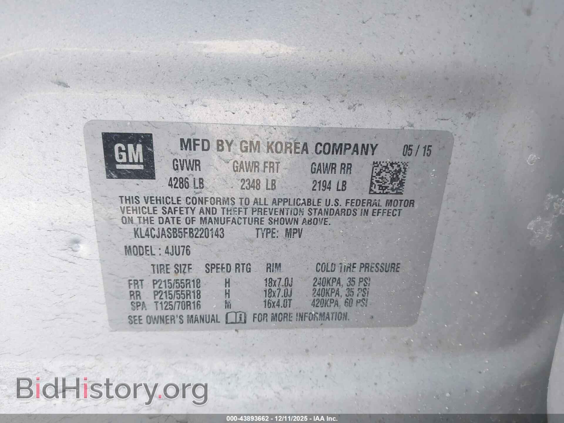 2015 BUICK ENCORE - VIN: KL4CJASB5FB220143 - Фото 9