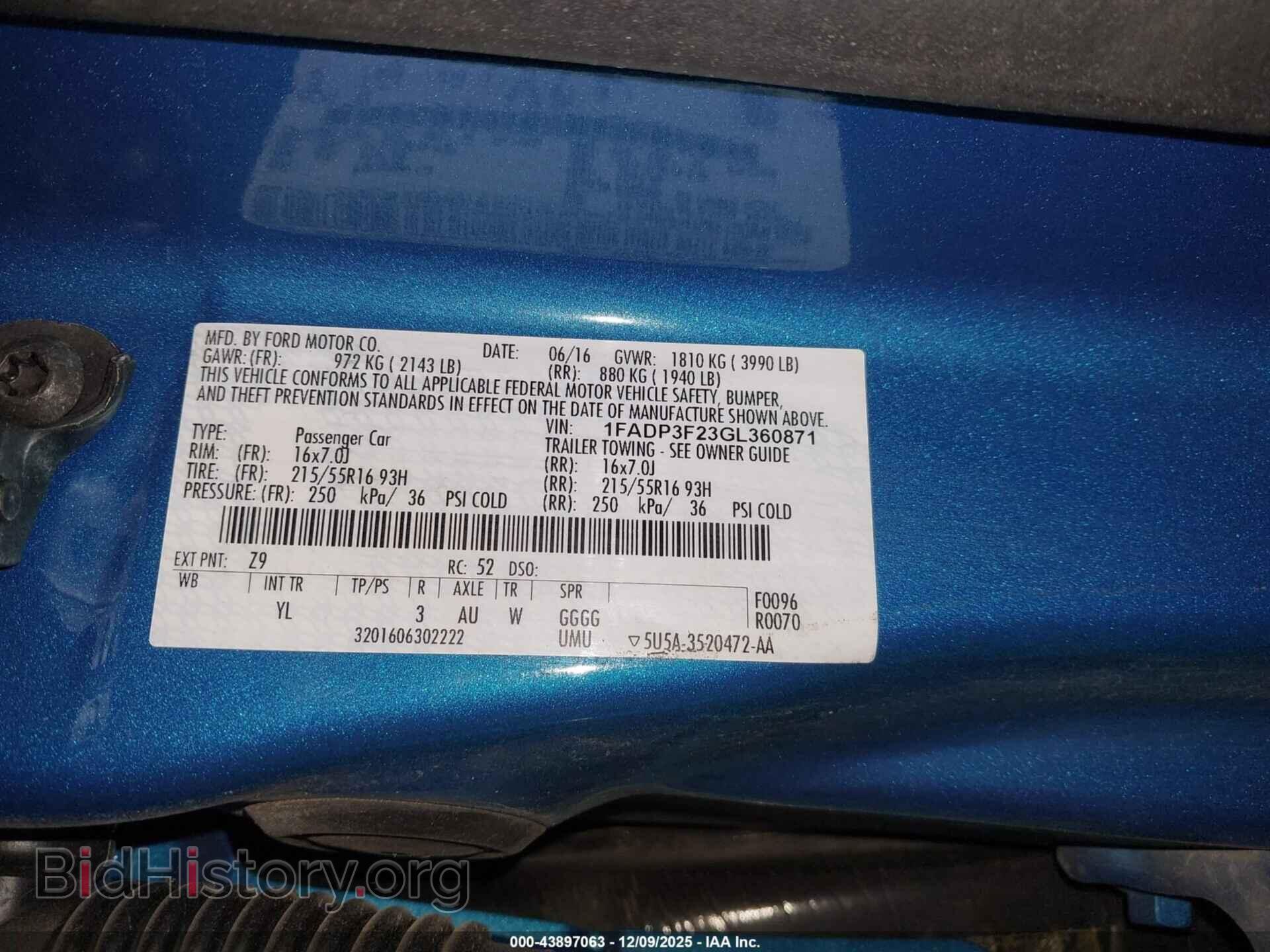 2016 FORD FOCUS - VIN: 1FADP3F23GL360871 - Фото 9