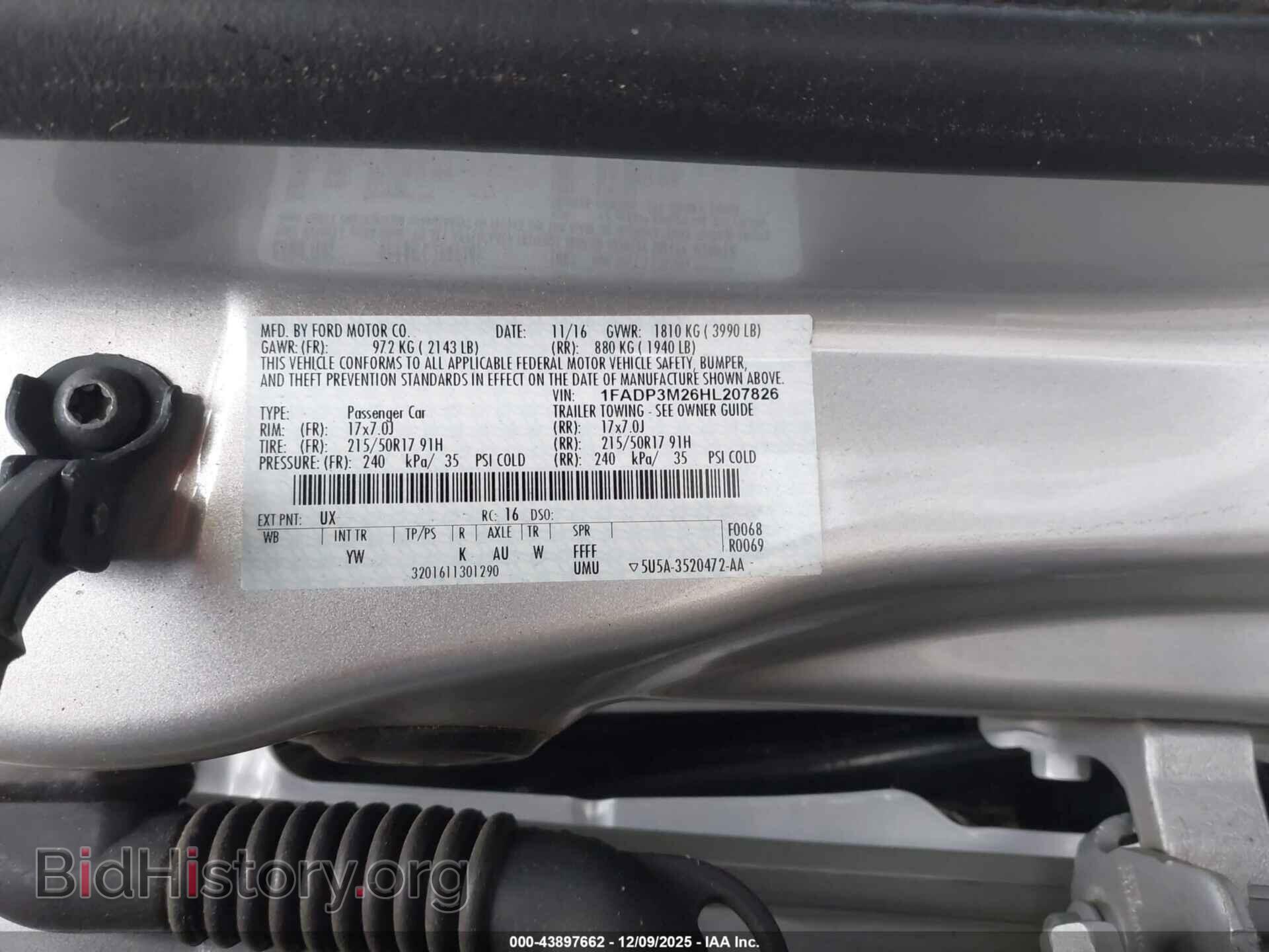 2017 FORD FOCUS - VIN: 1FADP3M26HL207826 - Фото 9