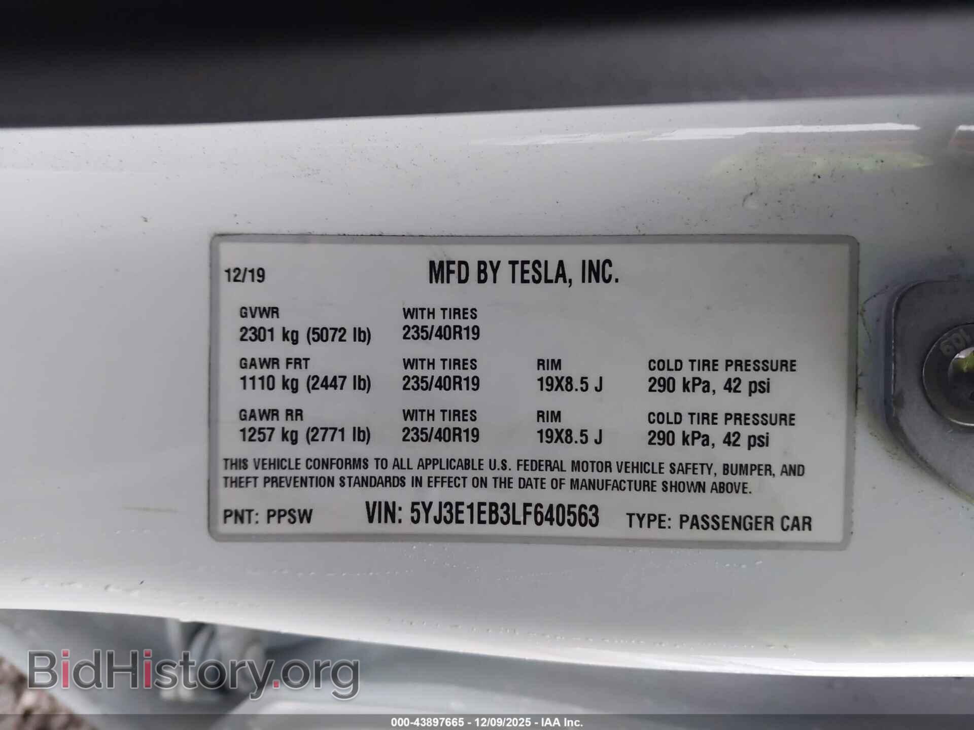 2020 TESLA MODEL 3 - VIN: 5YJ3E1EB3LF640563 - Фото 9