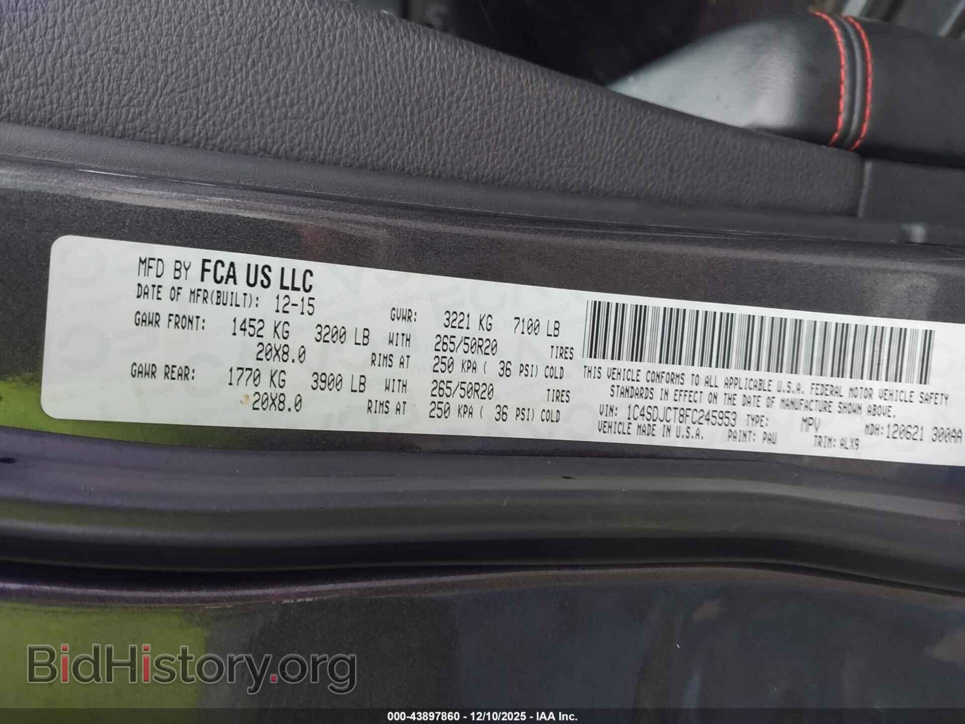 2015 DODGE DURANGO - VIN: 1C4SDJCT8FC245953 - Photo 9