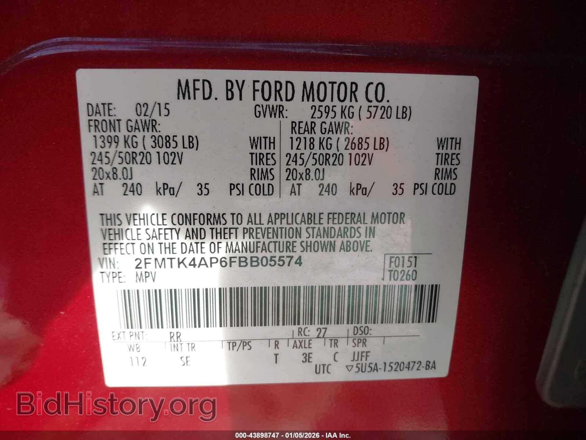 2015 FORD EDGE - VIN: 2FMTK4AP6FBB05574 - Photo 9