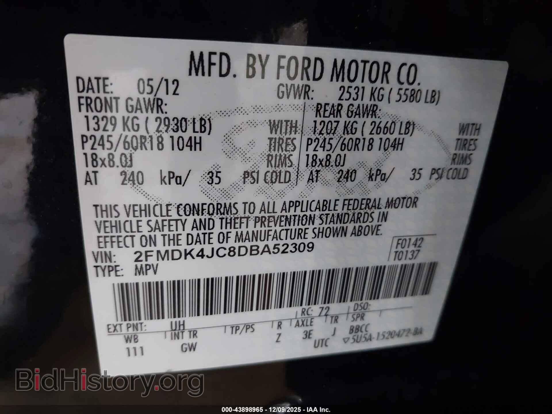 2013 FORD EDGE - VIN: 2FMDK4JC8DBA52309 - Photo 9