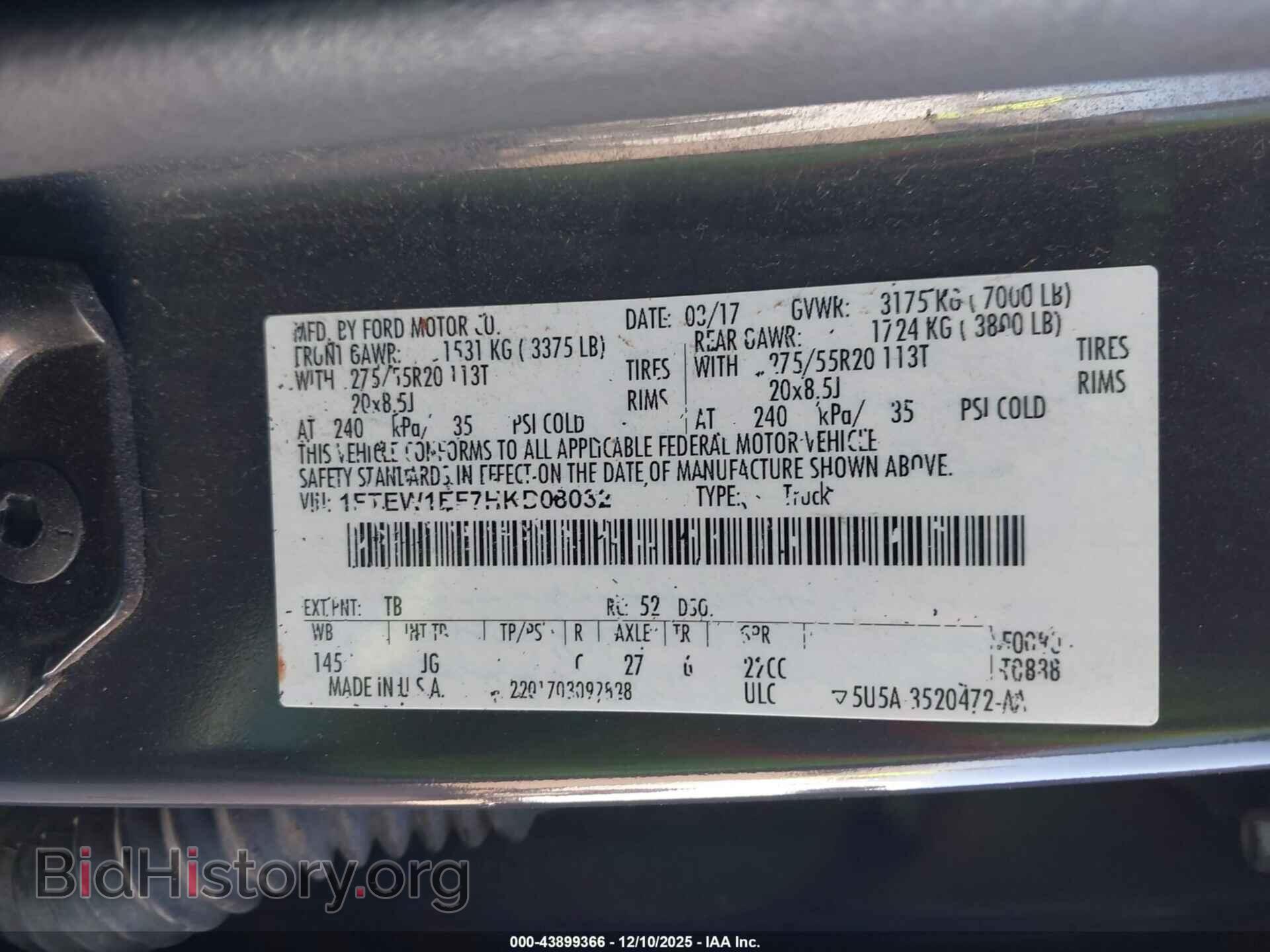 2017 FORD F-150 - VIN: 1FTEW1EF7HKD08032 - Фото 9