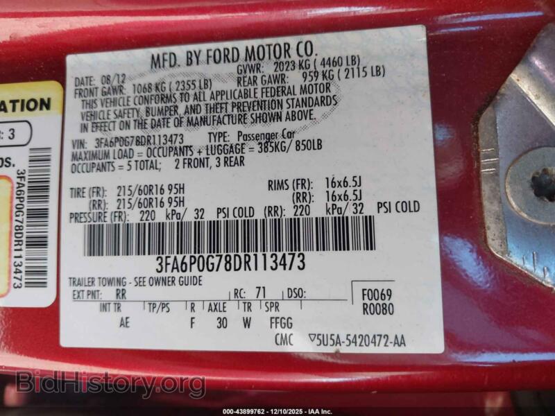 2013 Ford FUSION (VIN 3FA6P0G78DR113473) — photo 9 of 11