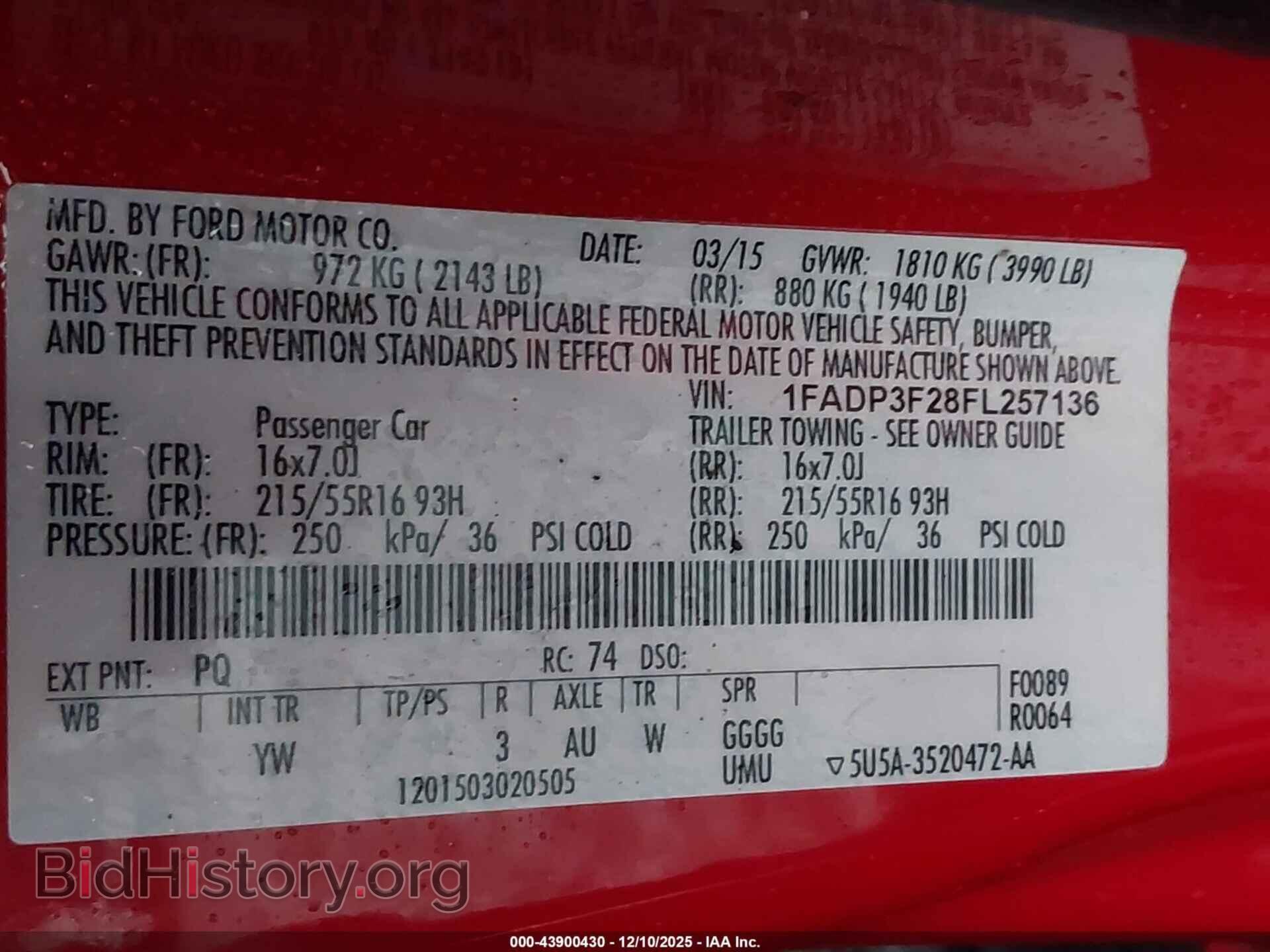 2015 FORD FOCUS - VIN: 1FADP3F28FL257136 - Фото 9