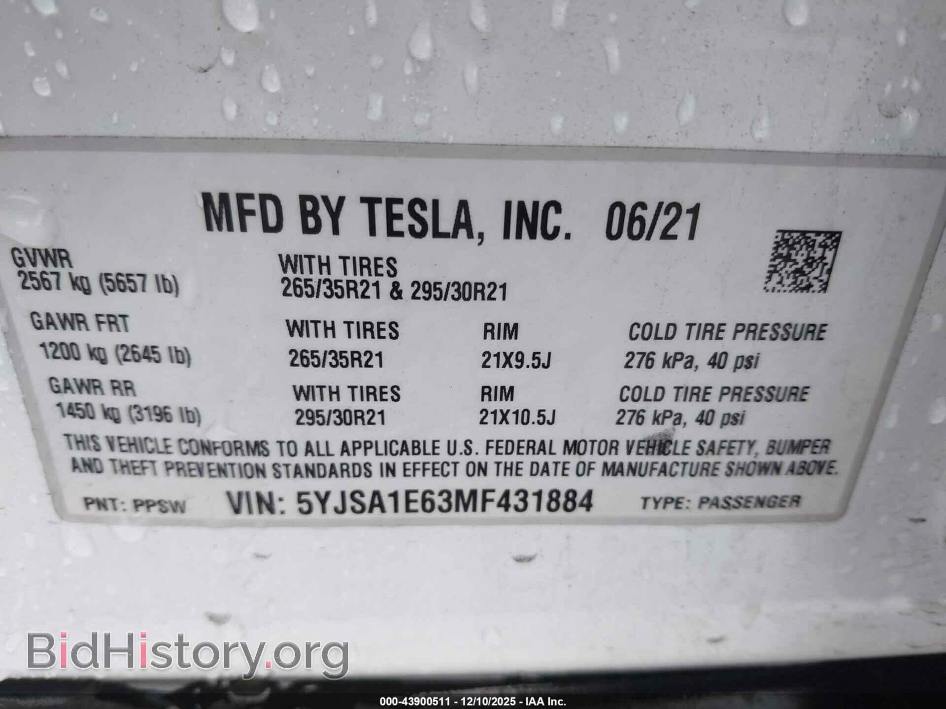 2021 TESLA MODEL S - VIN: 5YJSA1E63MF431884 - Photo 9