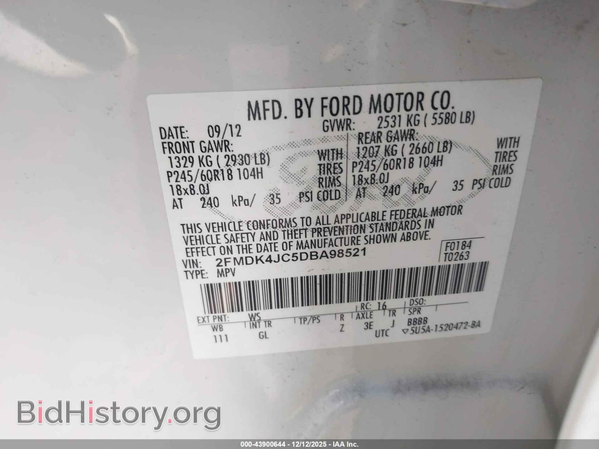 2013 FORD EDGE - VIN: 2FMDK4JC5DBA98521 - Фото 9