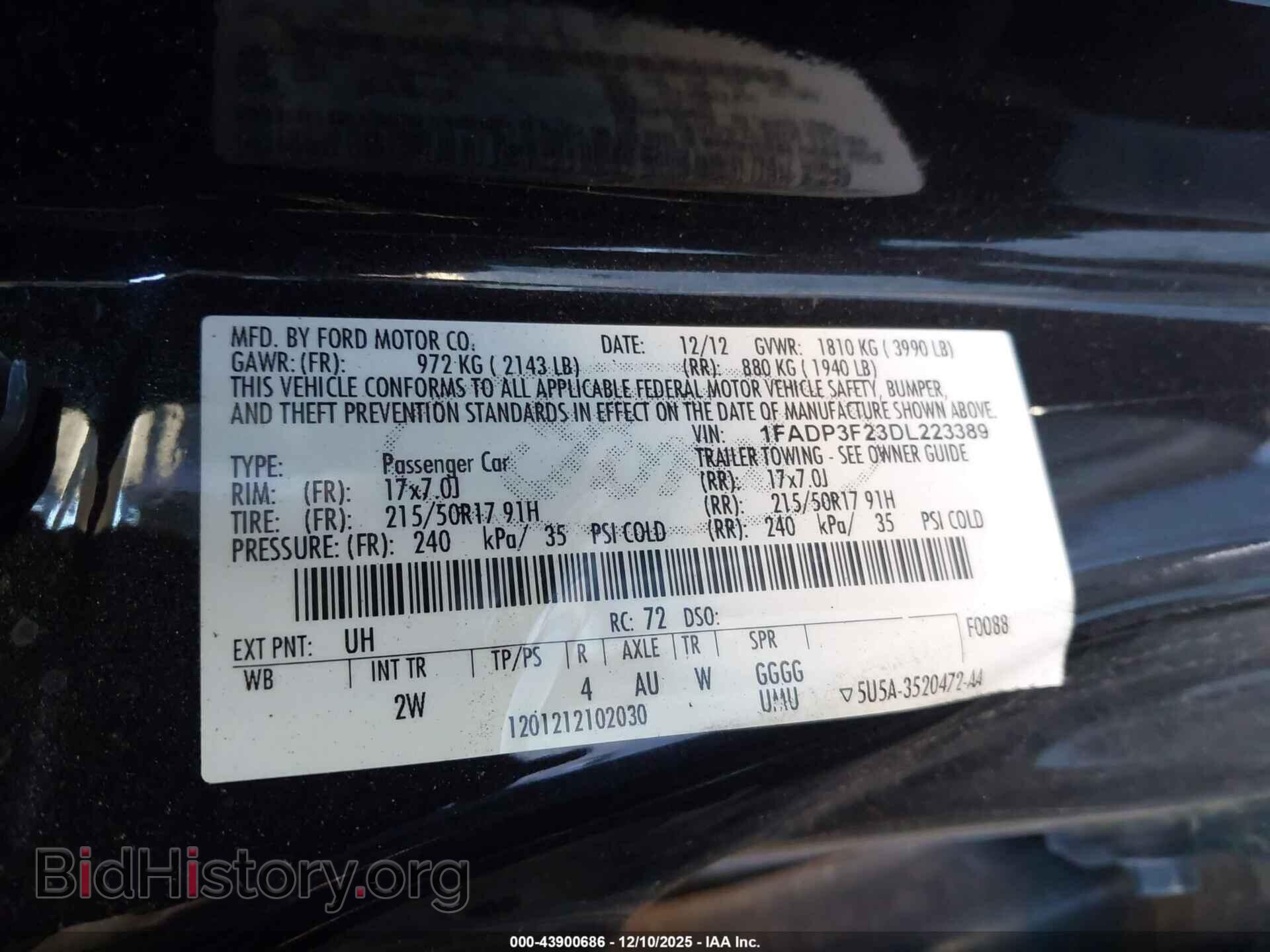 2013 FORD FOCUS - VIN: 1FADP3F23DL223389 - Фото 9