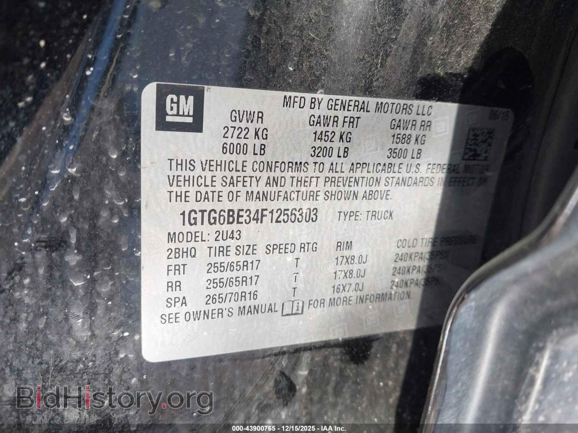2015 GMC CANYON - VIN: 1GTG6BE34F1256303 - Фото 9