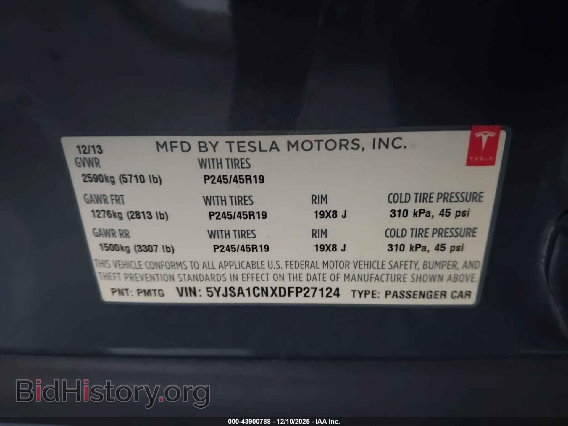 2013 TESLA MODEL S - VIN: 5YJSA1CNXDFP27124 - Photo 9