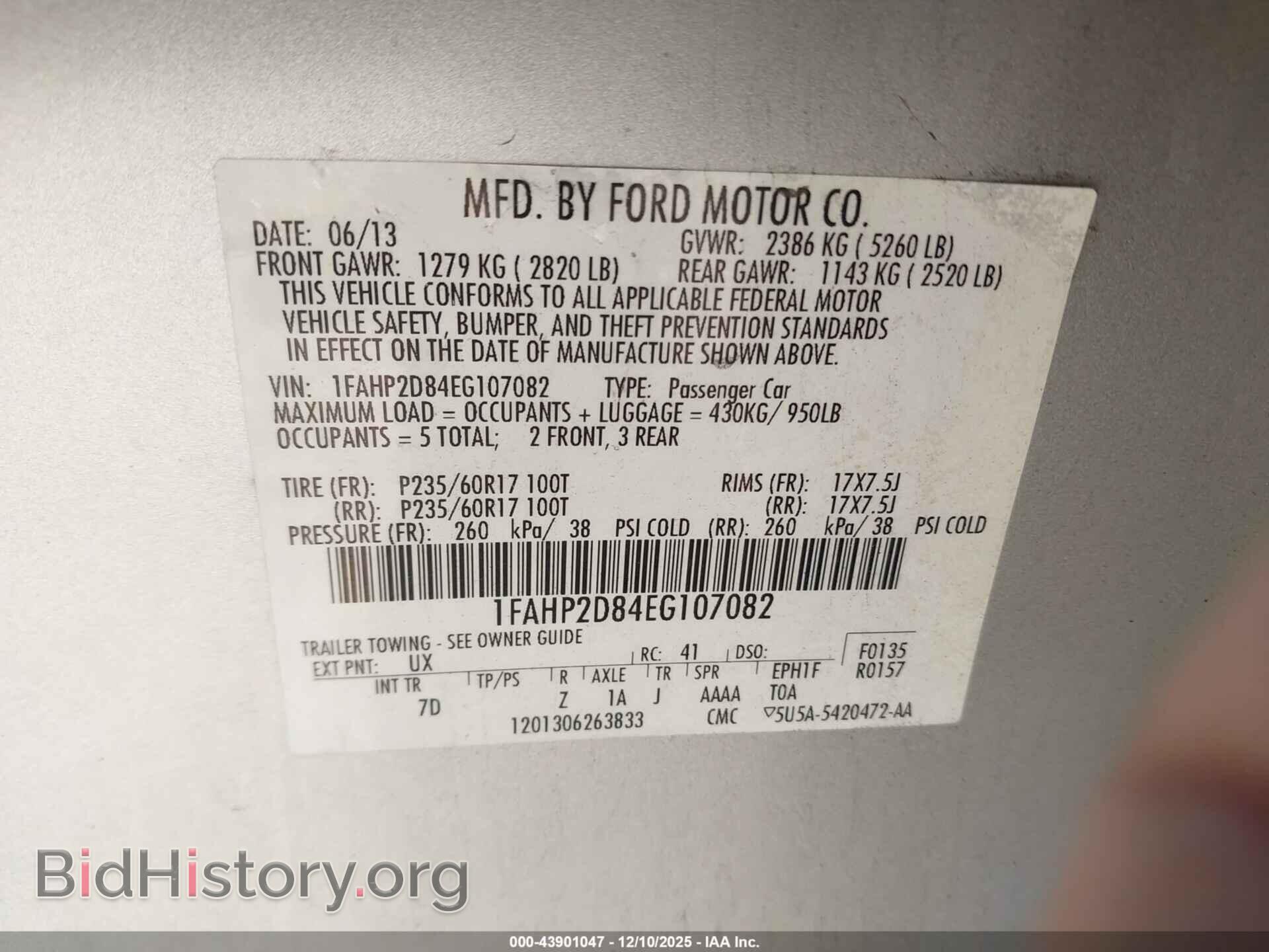 2014 FORD TAURUS - VIN: 1FAHP2D84EG107082 - Фото 9