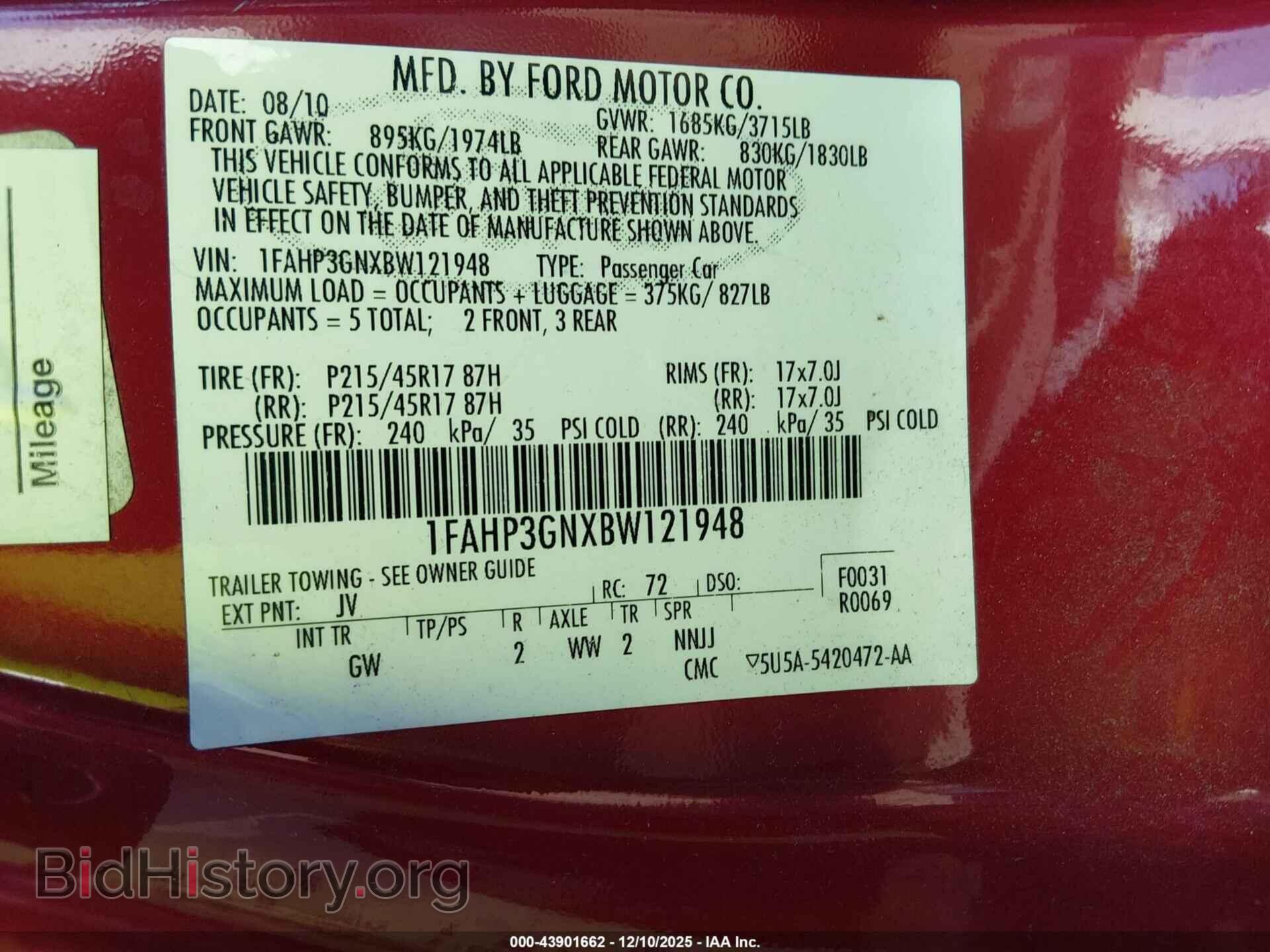 2011 FORD FOCUS - VIN: 1FAHP3GNXBW121948 - Фото 9