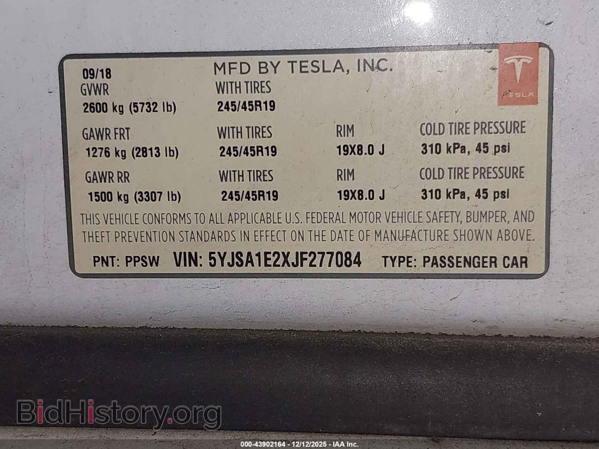 2018 TESLA MODEL S - VIN: 5YJSA1E2XJF277084 - Фото 9