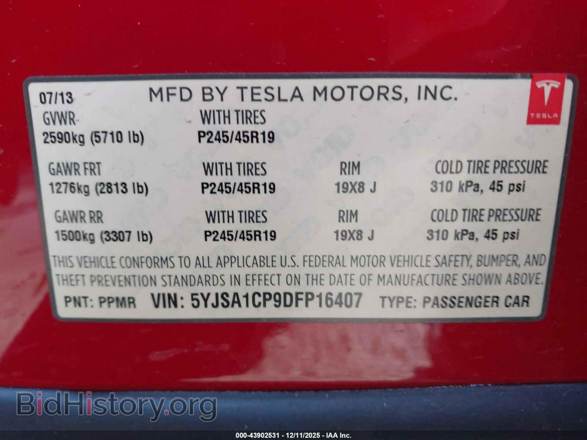 2013 TESLA MODEL S - VIN: 5YJSA1CP9DFP16407 - Photo 9