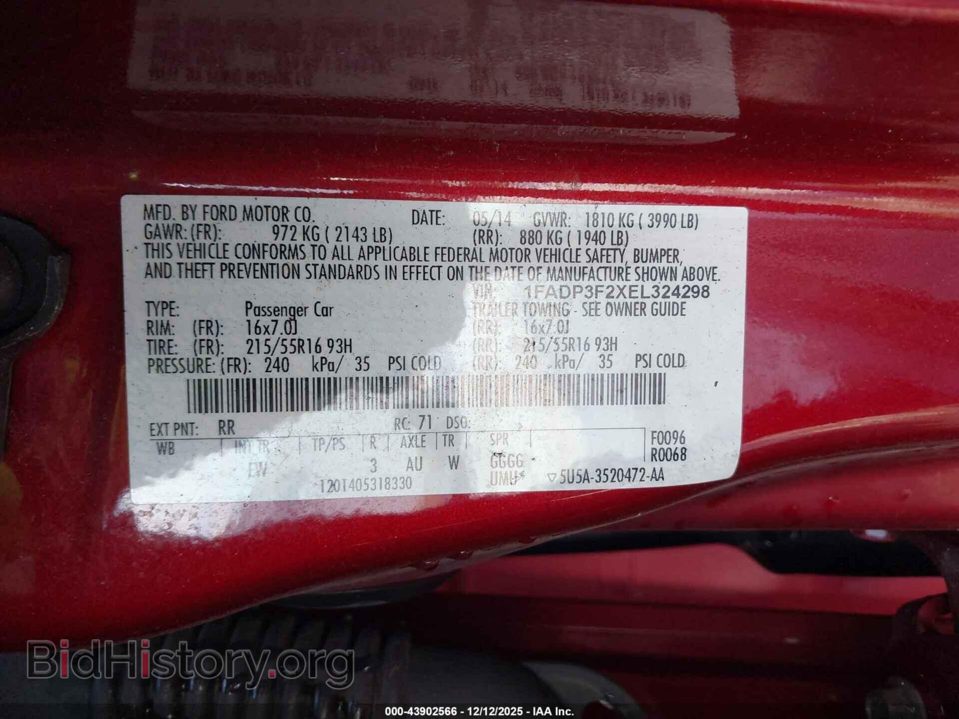 2014 FORD FOCUS - VIN: 1FADP3F2XEL324298 - Фото 9