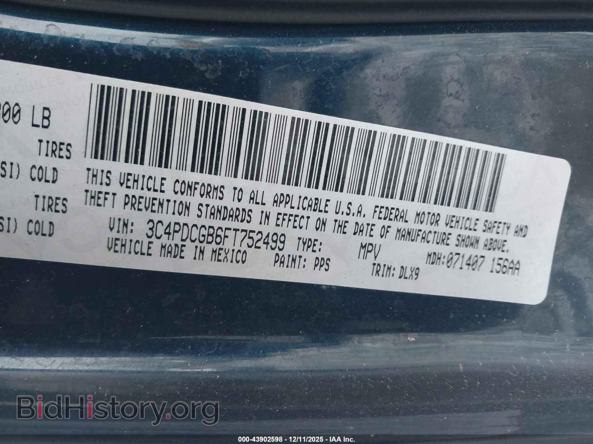 2015 DODGE JOURNEY - VIN: 3C4PDCGB6FT752499 - Фото 9