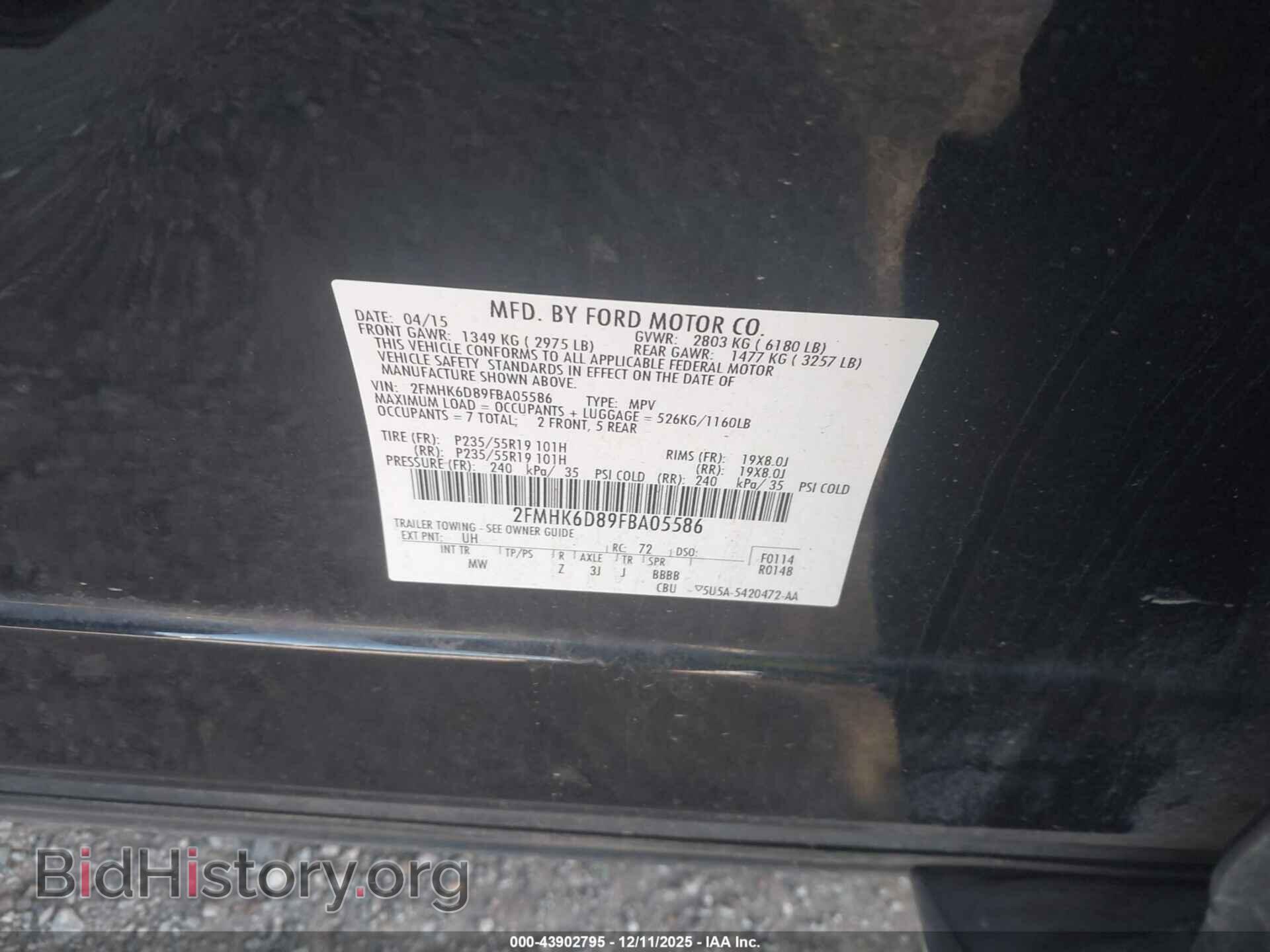 2015 FORD FLEX - VIN: 2FMHK6D89FBA05586 - Фото 9