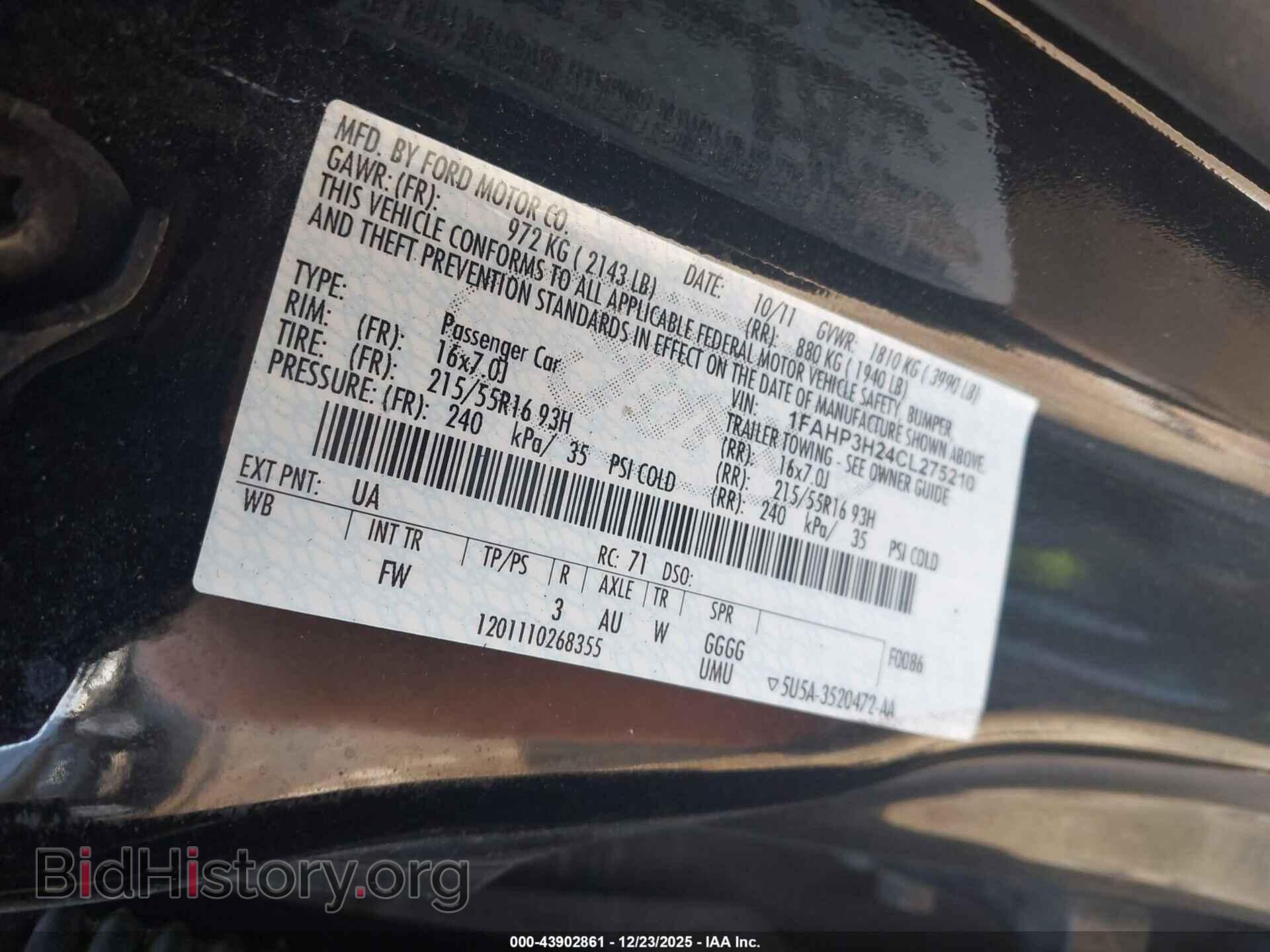2012 FORD FOCUS - VIN: 1FAHP3H24CL275210 - Фото 9