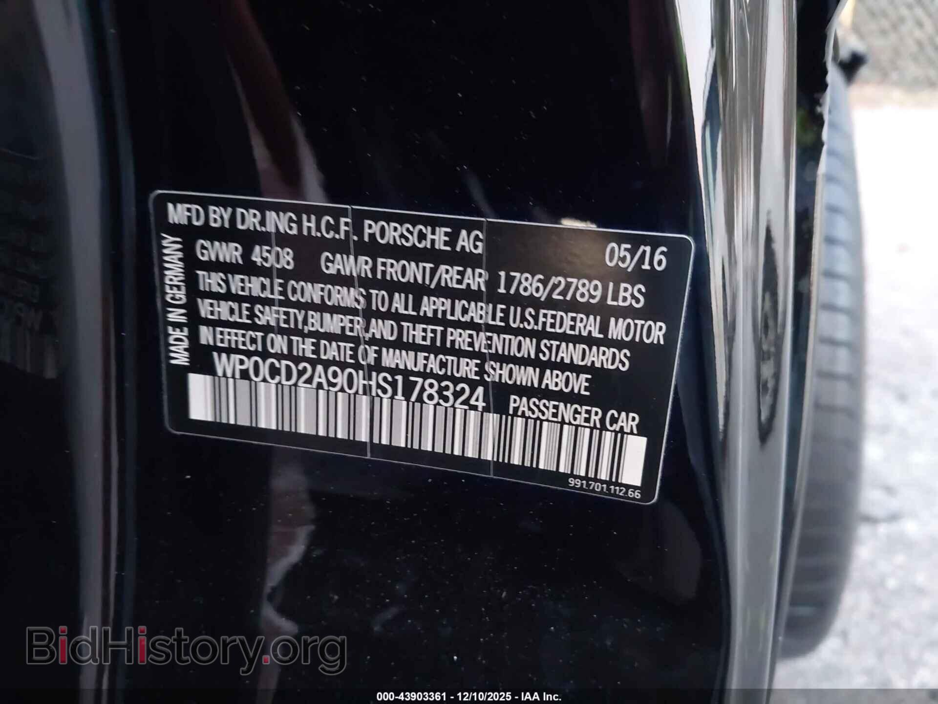 2017 PORSCHE 911 - VIN: WP0CD2A90HS178324 - Фото 9