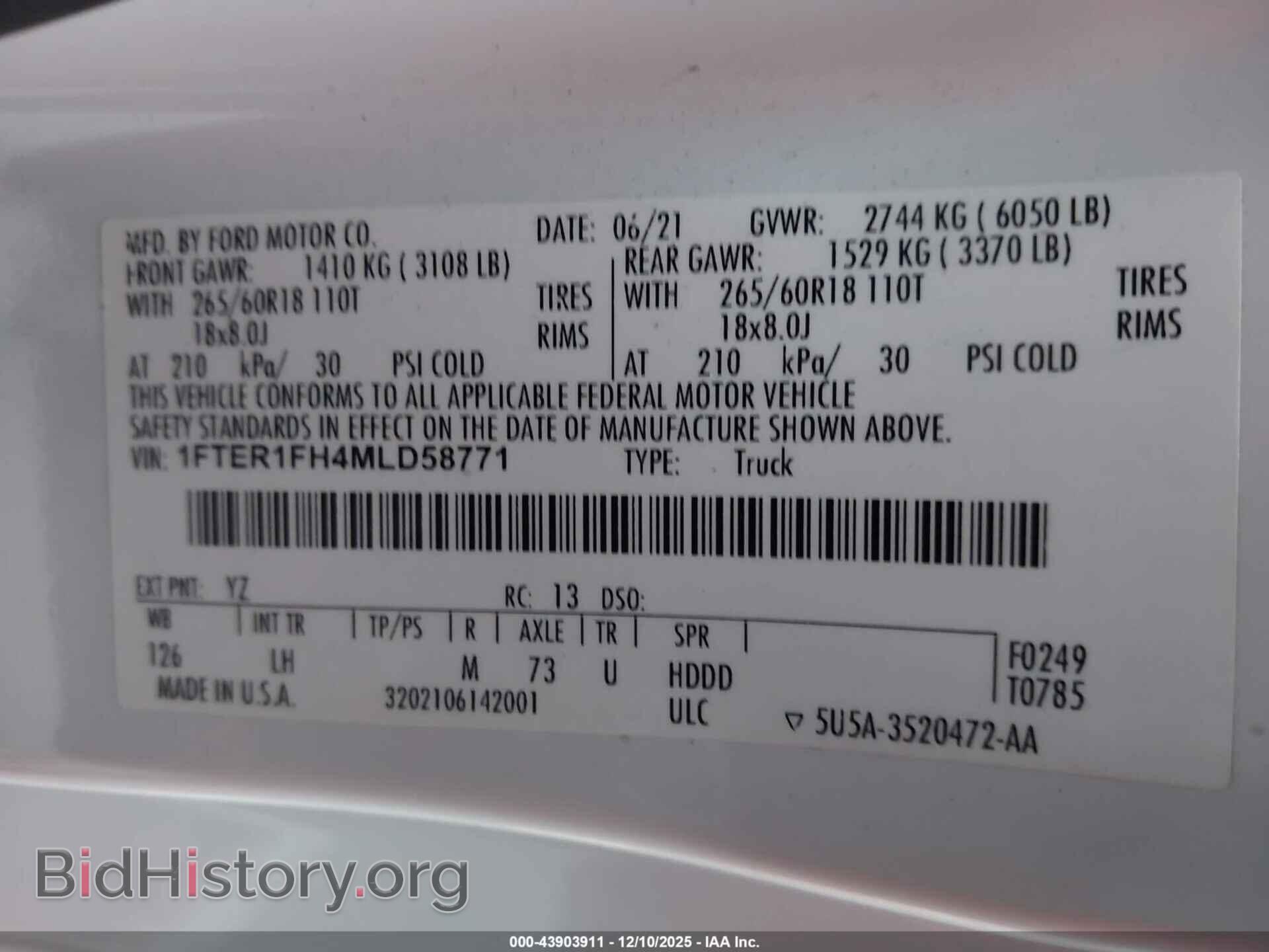 2021 FORD RANGER - VIN: 1FTER1FH4MLD58771 - Фото 9