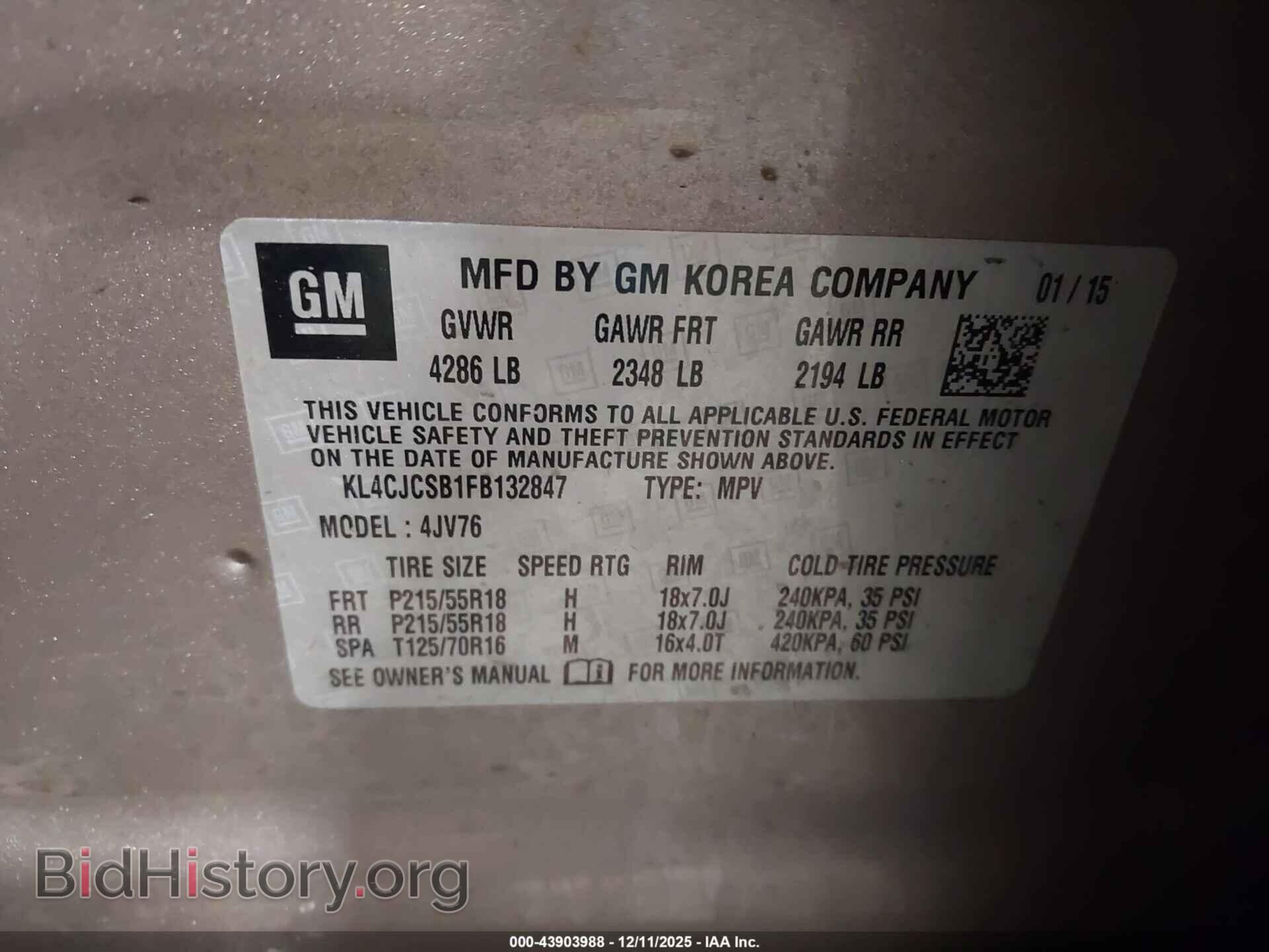 2015 BUICK ENCORE - VIN: KL4CJCSB1FB132847 - Photo 9